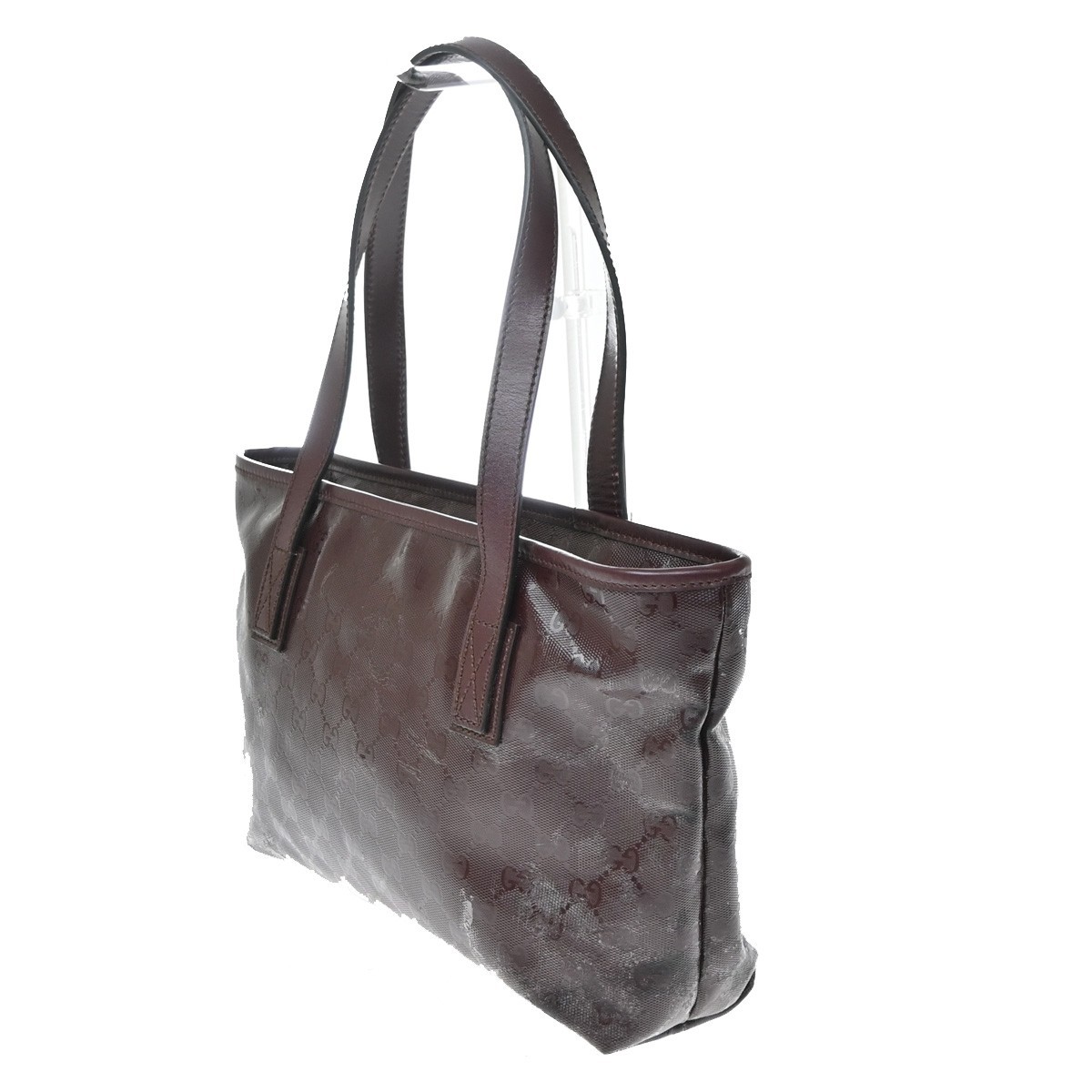 GUCCI Logo Imprime GG Pattern Tote Bag PVC Leather Red Italy SHW 67KD760