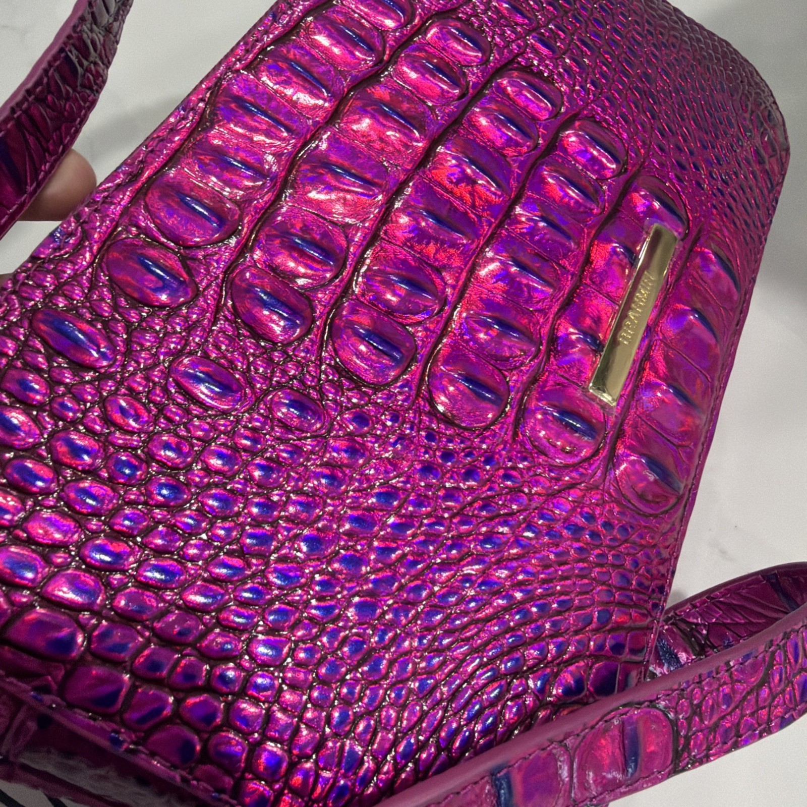 Brahmin Purse Danica Messenger Violet Melbourne W Upgraded Crystal Strap