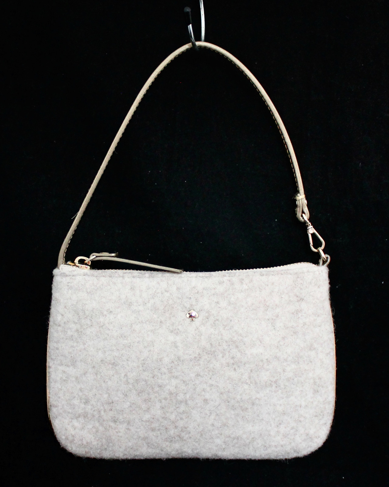 KATE SPADE Beige Frosted Felt Wristlet in Oatmeal & Gold WKRU3463