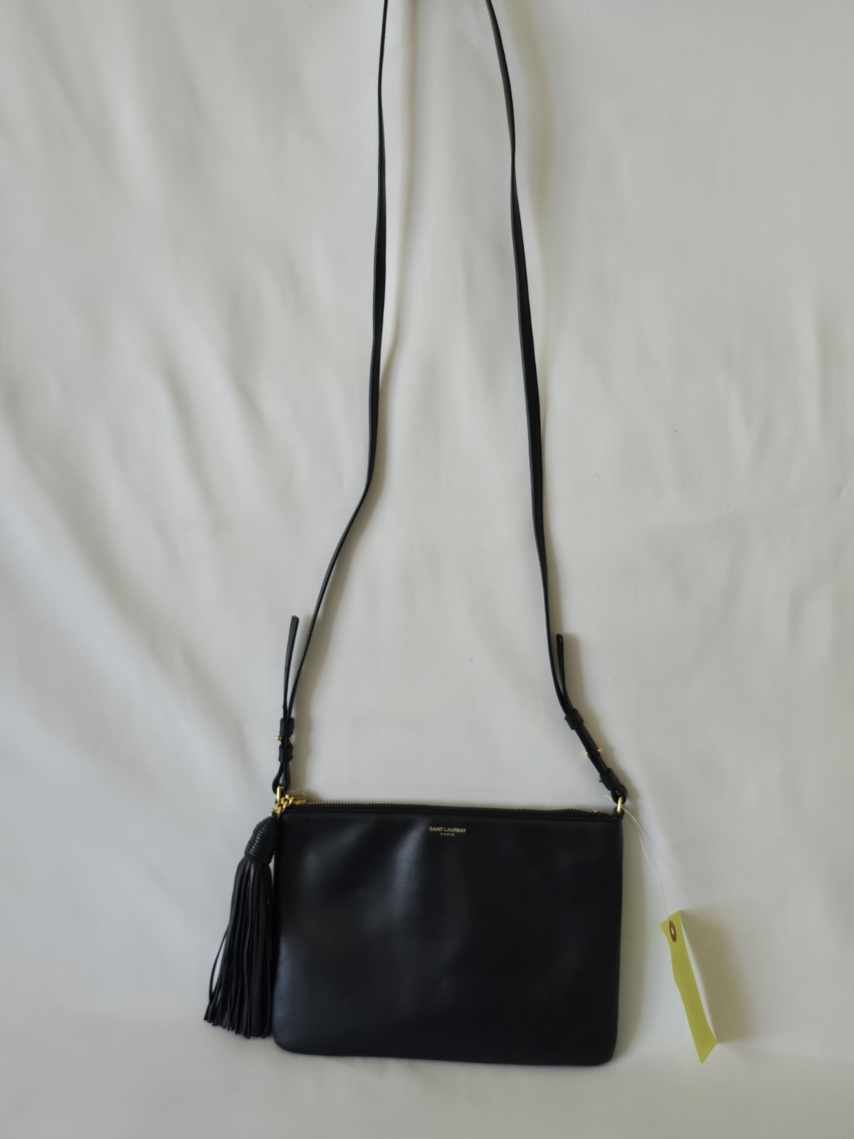 Authentic Saint Laurent Teen Monogram Crossbody Bag Navy Calfskin Leather Gold