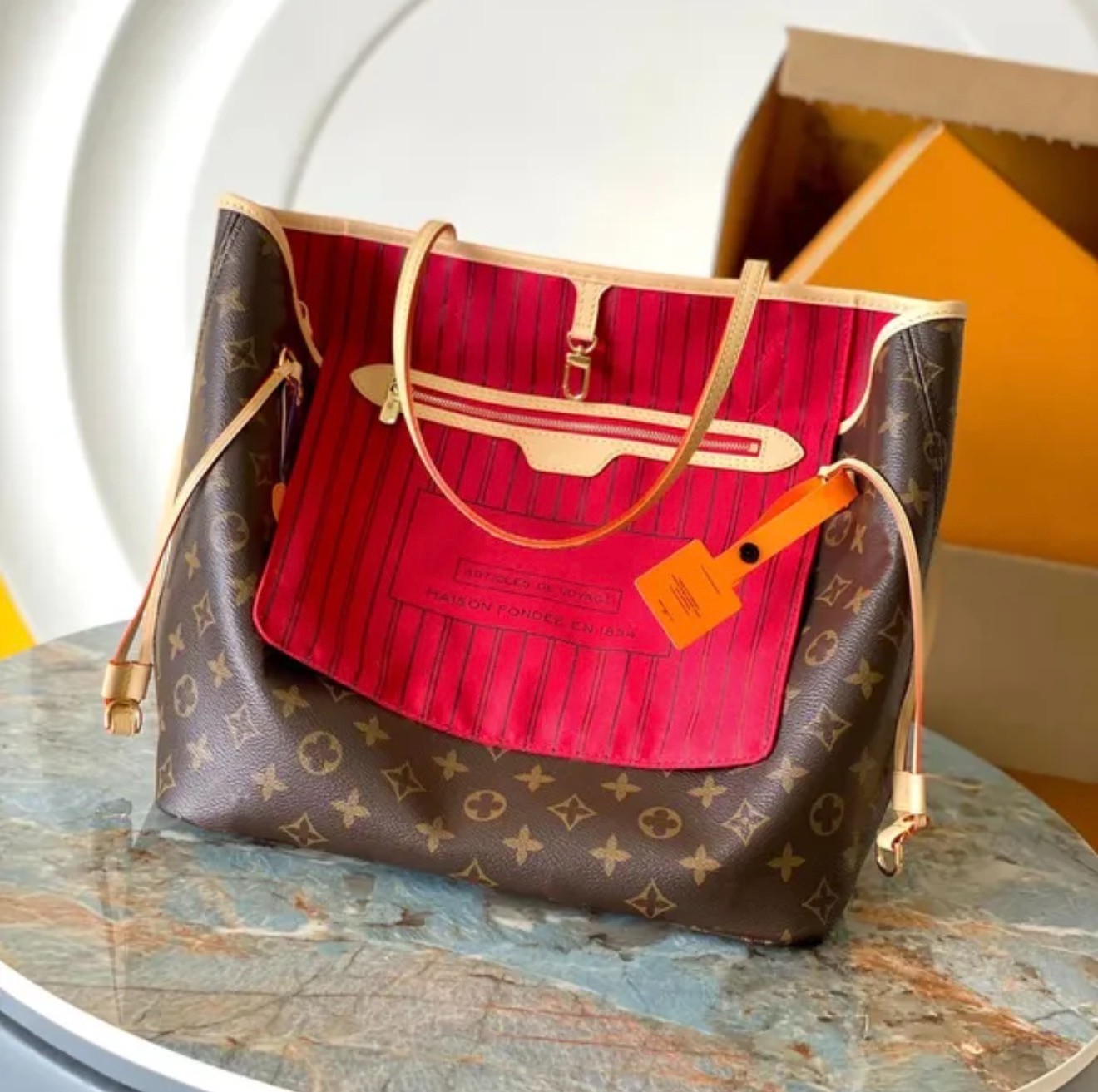 Louis Vuitton Neverfull Tote MM Brown Canvas Monogram