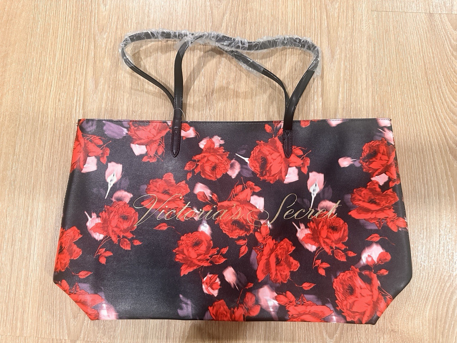 Victoria’s Secret Large Floral Tote Bag Roses Flowers Shoulder Weekender Bag NWT