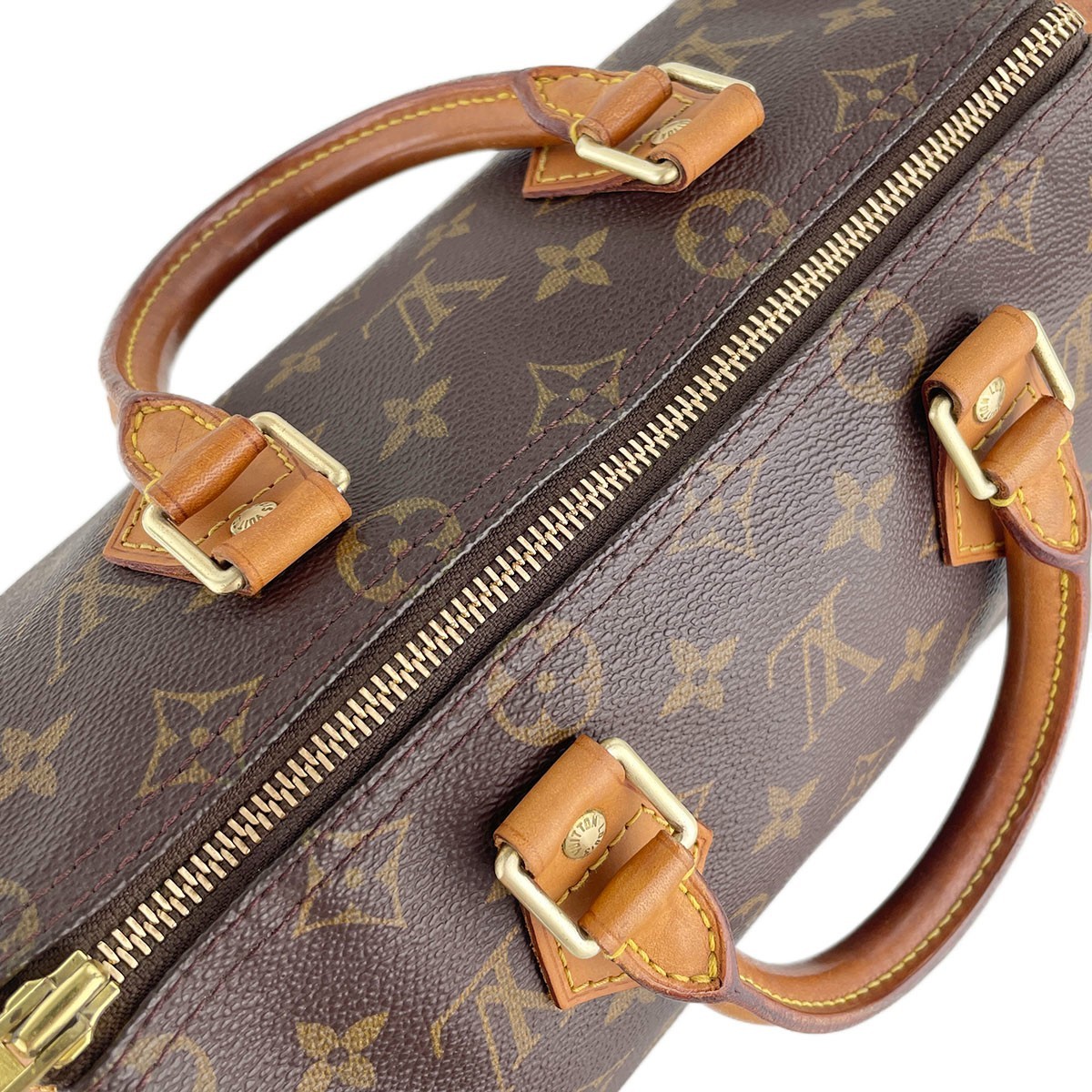 Louis Vuitton Monogram Speedy 25 Leather Fabric Brown Handbag 4515