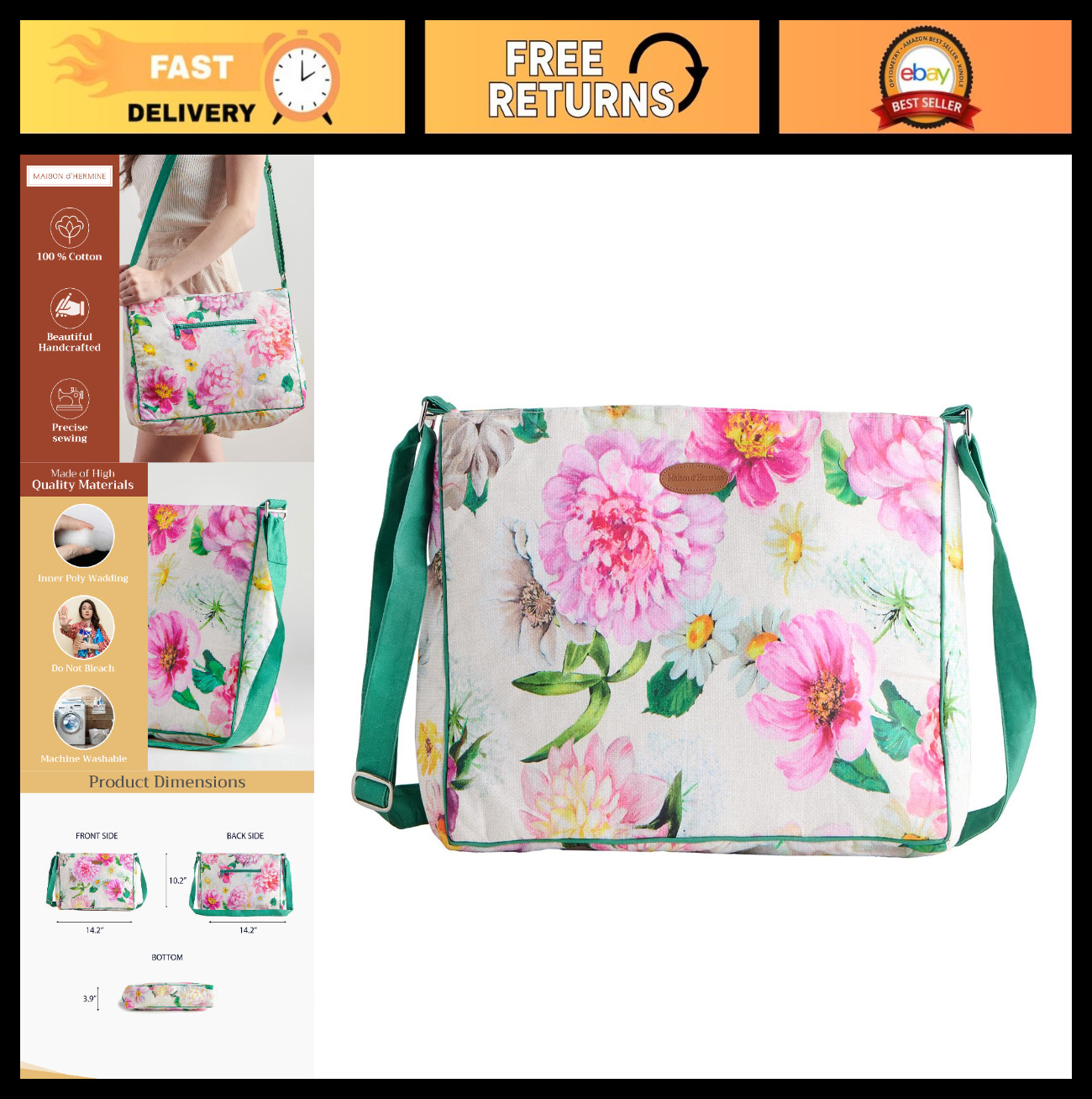Stylish Cotton Shoulder Bag for Women – Versatile Handbag, Everyday Use, Fashion