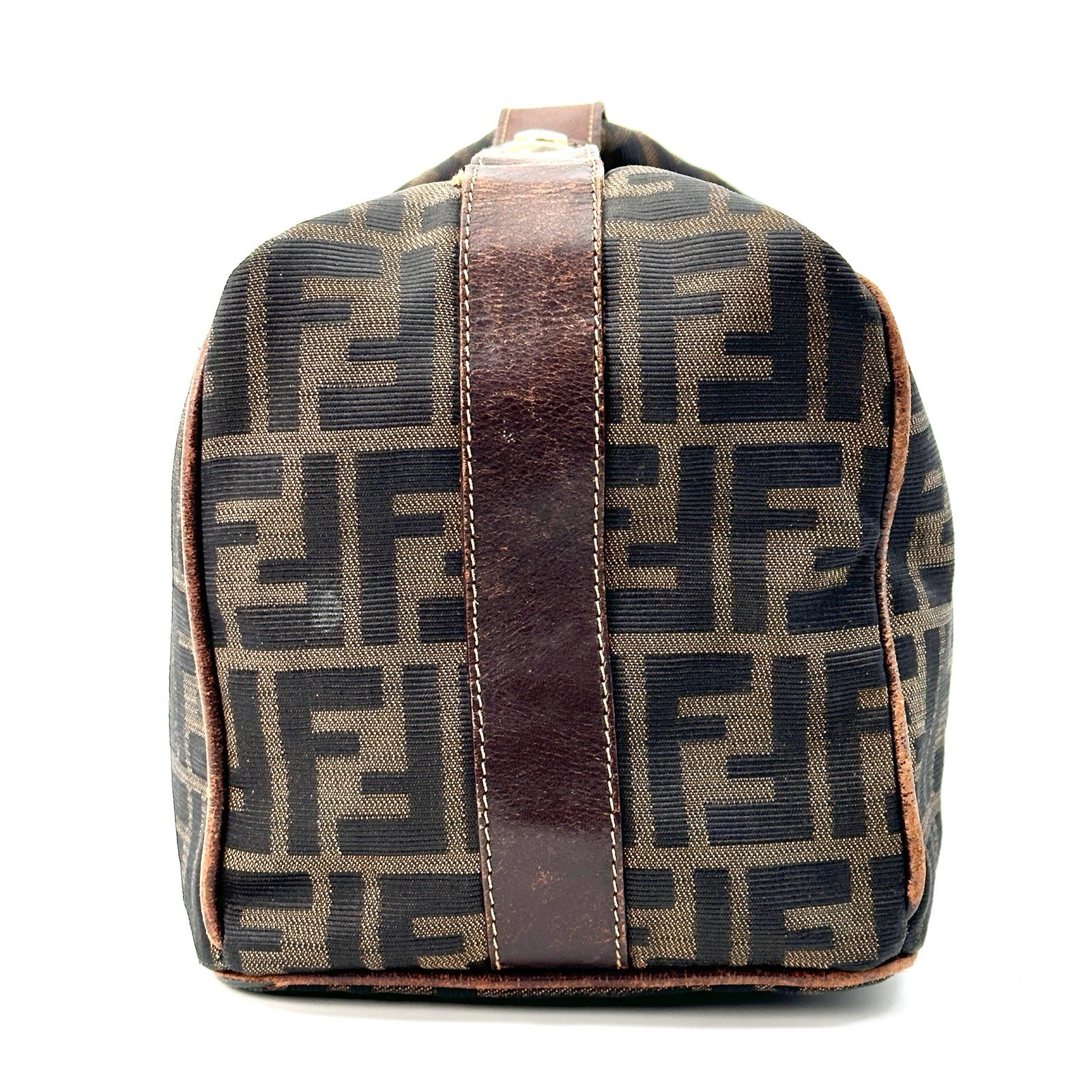FENDI Zucca Vanity Bag Hand bag Large Size Pouch Canvas Authentic