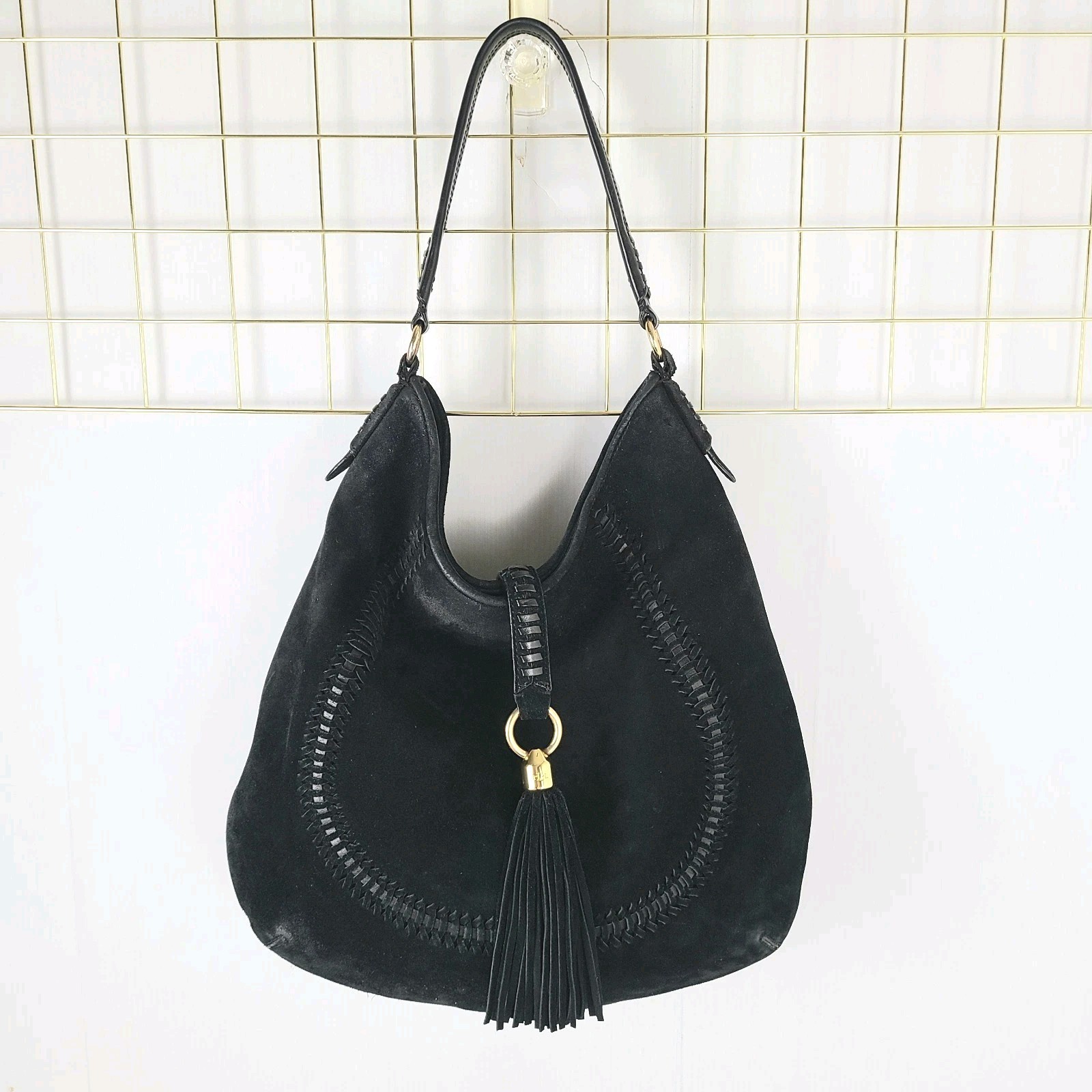 Lauren Ralph Lauren Womens Bag Indian Cove Suede Slouchy Hobo Shoulder-Read