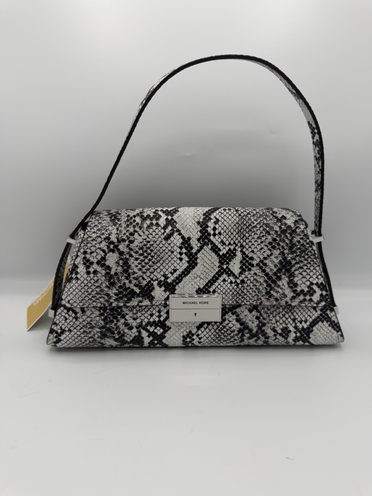 Michael Kors Ludlow MD Convertible Shoulder Bag Snake Print Aluminum Leather