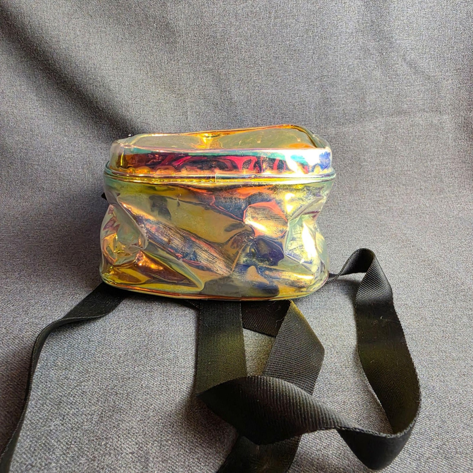 Adidas Originals Backpack Unisex Mini Gold Holographic PVC Casual Bag Small