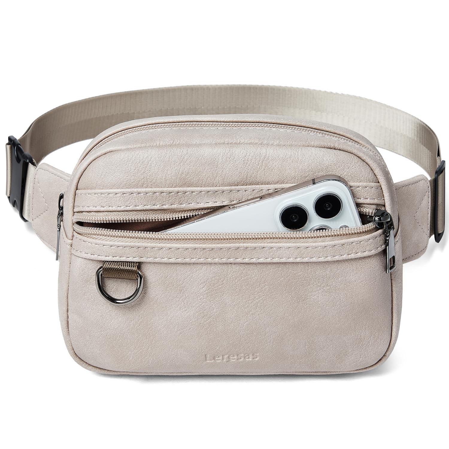 Fanny Packs 2L Women Crossbody Belt Bag Faux Leather Waist Sling Light Grey