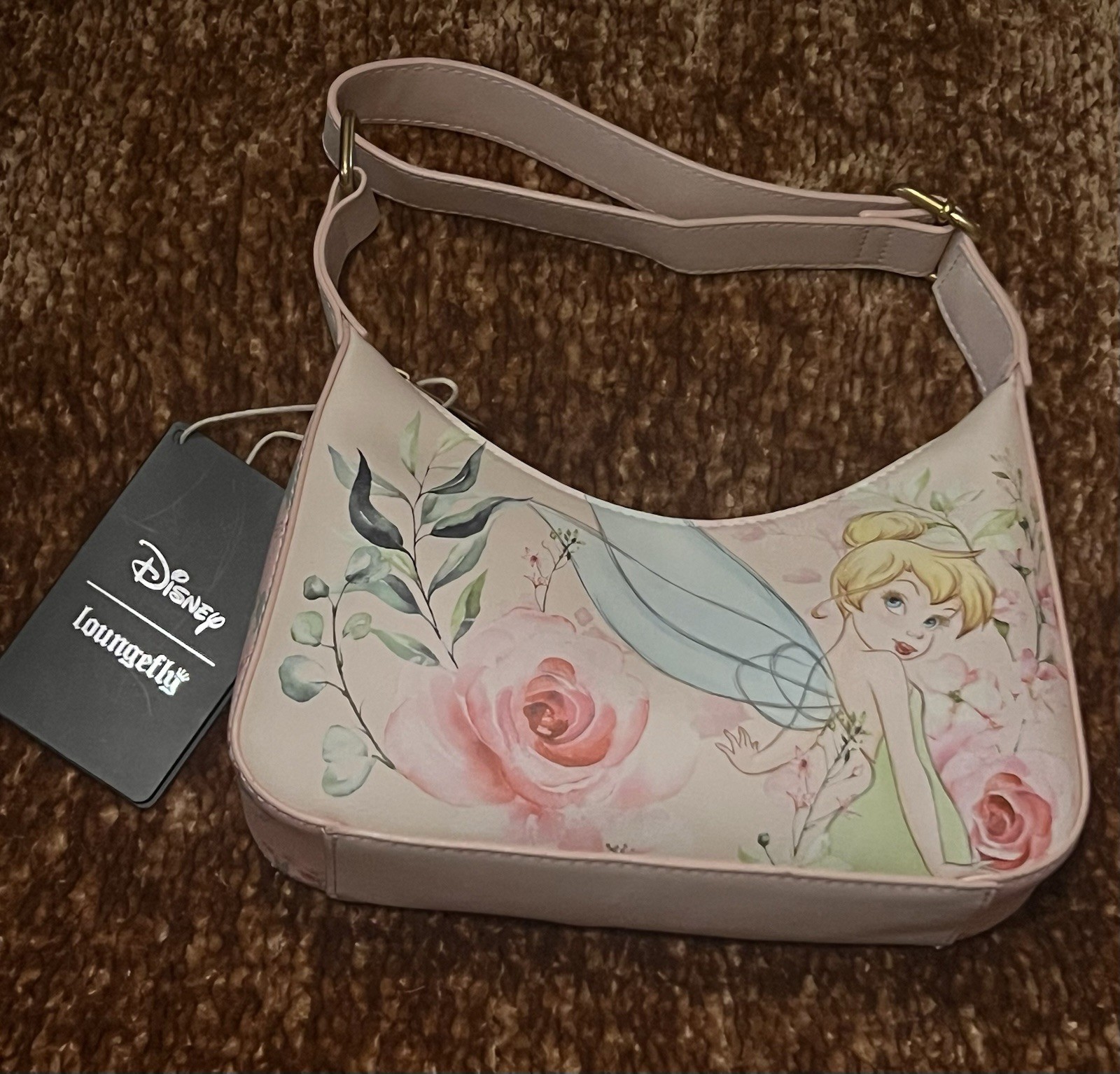 Loungefly x Disney Peter Pan Tinker Bell Pastel Floral Shoulder Bag New w/ tag