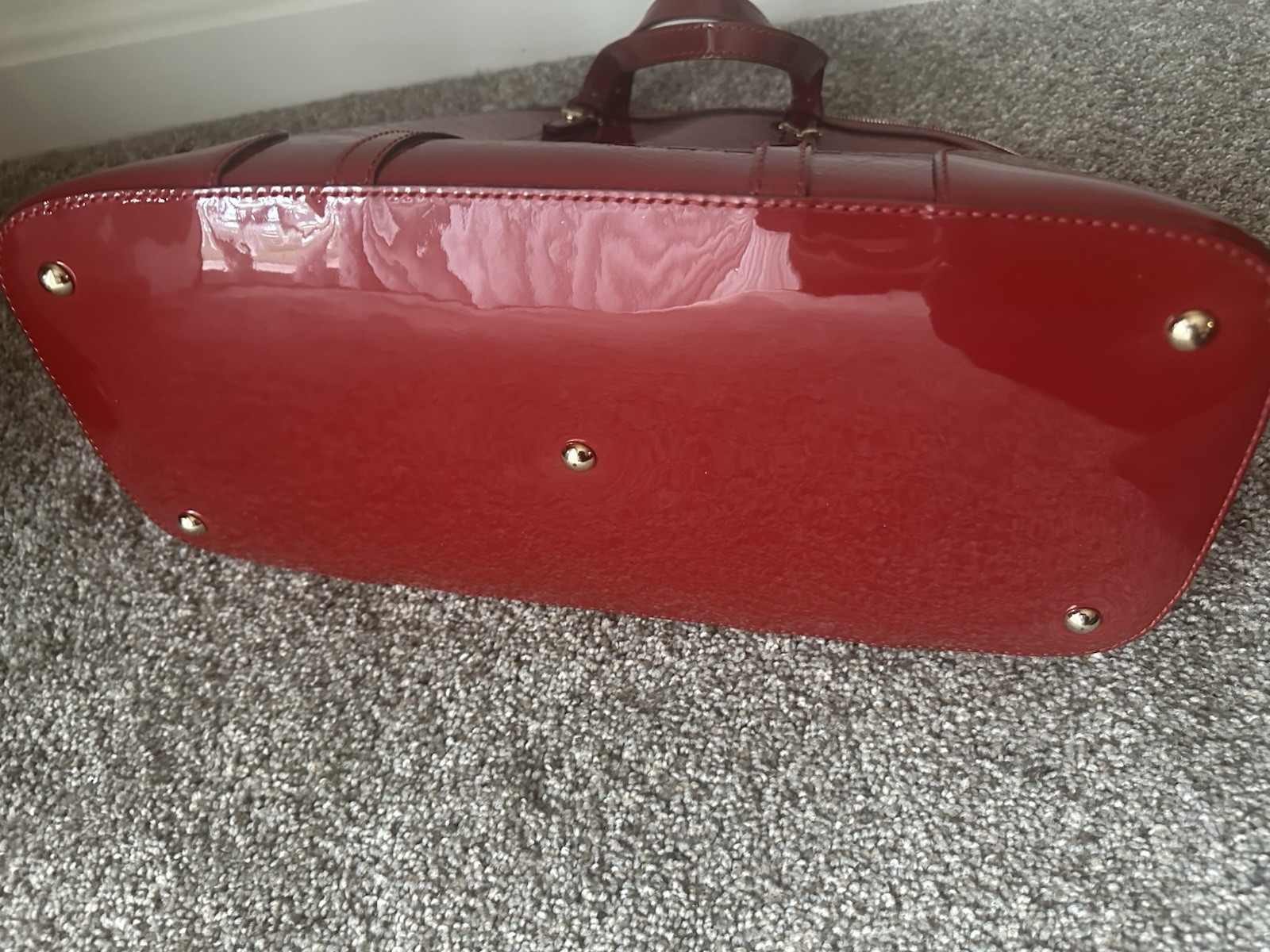 Gucci Patent Embossed Monogram Dome Satchel Top Handle Zip