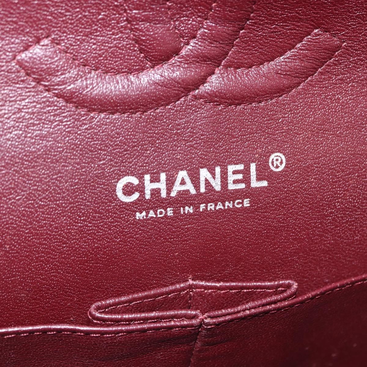 CHANEL Chain Matelasse 25 Bag Grained Calf Skin Black Silver CC Auth yk20613SM