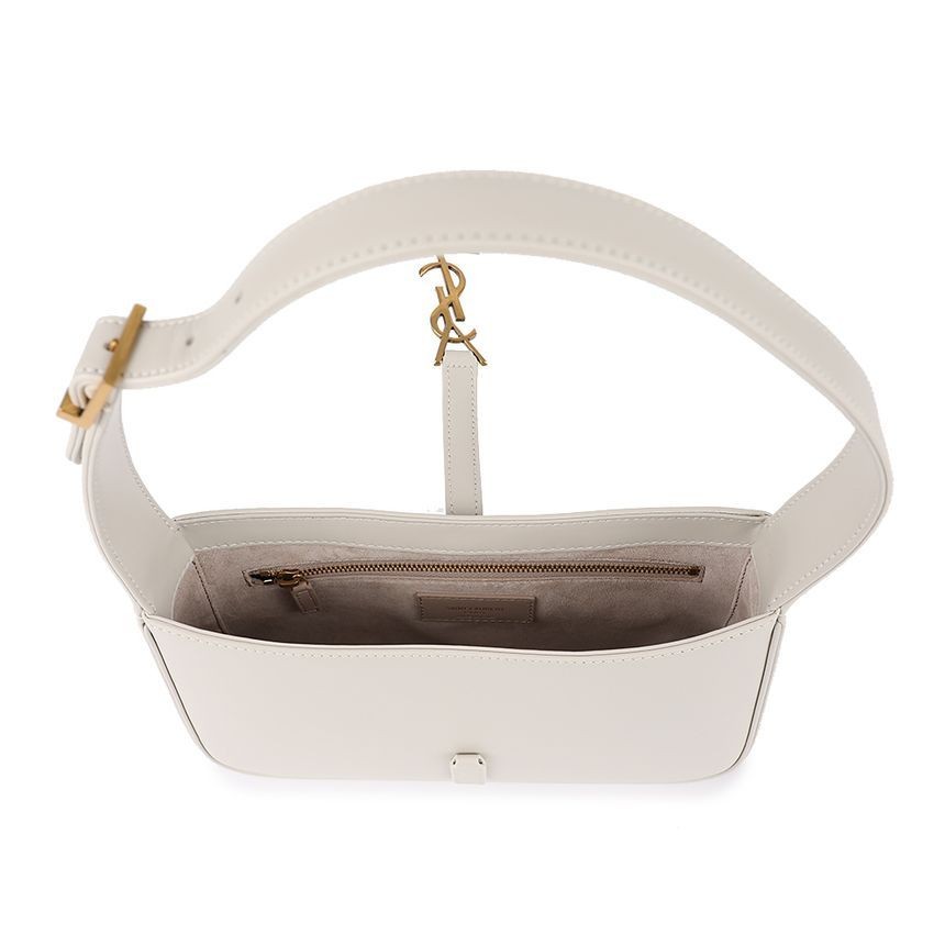 SAINT LAURENT YSL LE5A7 Calfskin Handbag Women’s White 9.1×2.6×6.3 in
