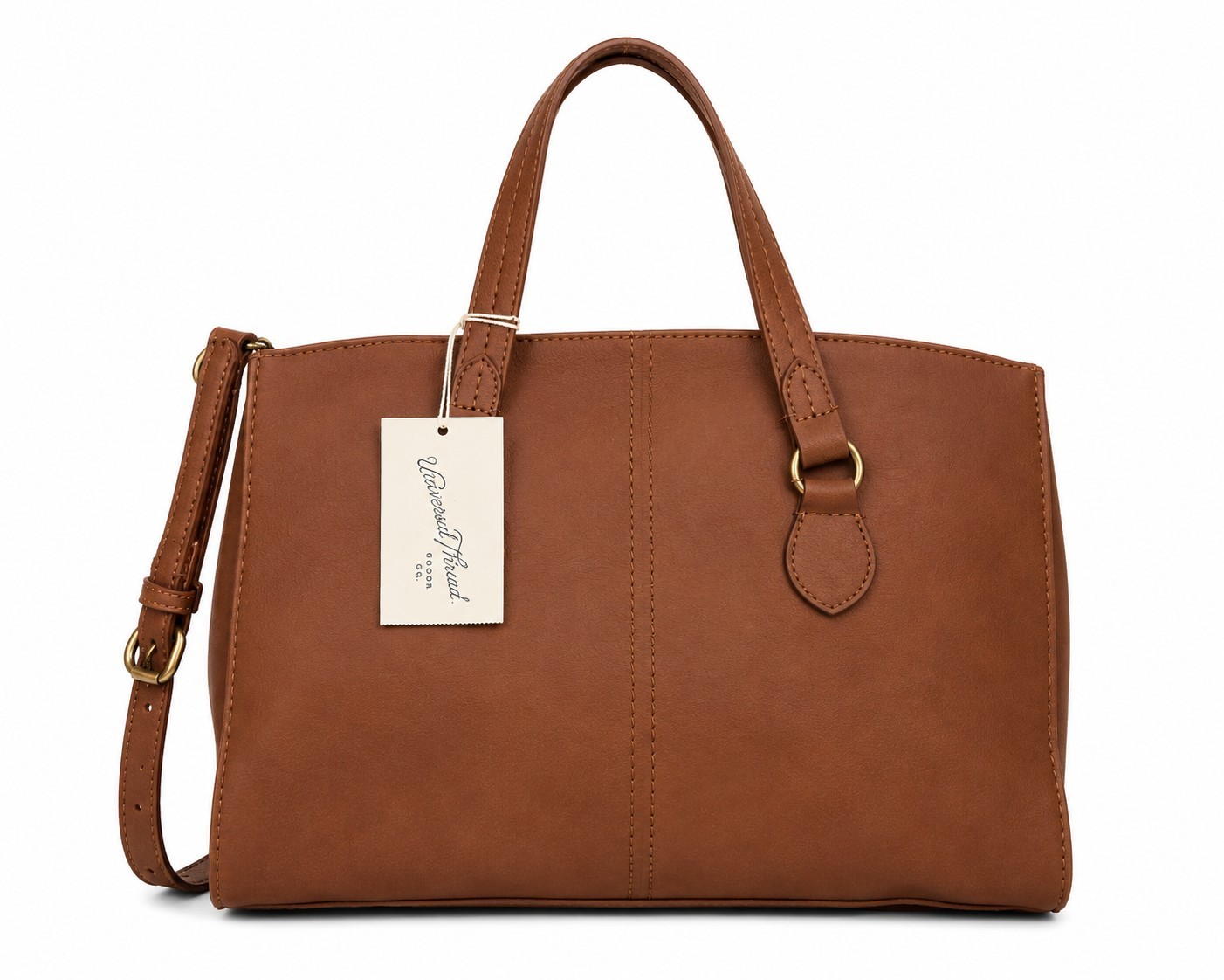 Universal Thread Structured Satchel Handbag Purse Shoulder Handbag Brown Cognac