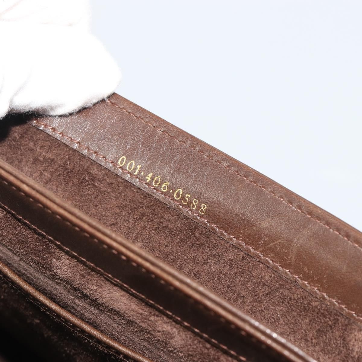 GUCCI Hand Bag Leather Brown Gold Tone Auth ep15160