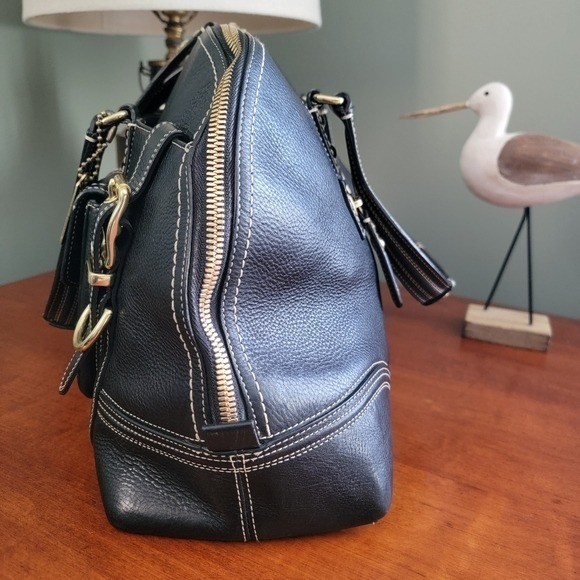 Coach 11085 Miranda Legacy Hamptons Satchel Black Pebbled Leather Bag Y2K