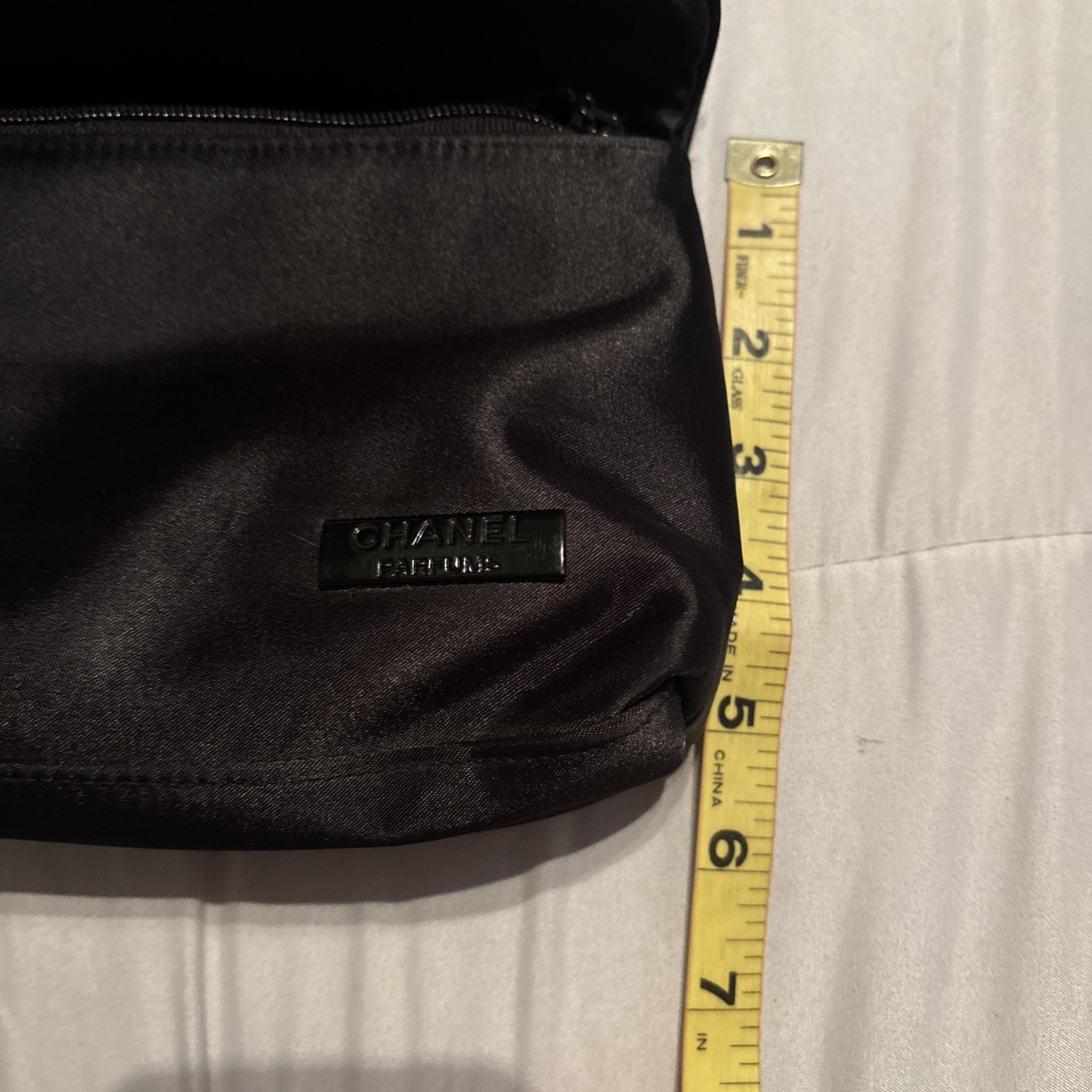 CHANEL Parfums Black Satin Makeup Clutch New