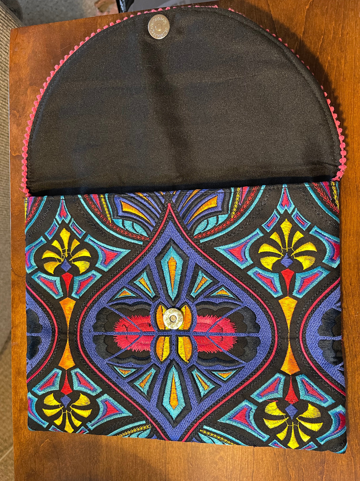 Bright Embroidered Clutch Bag, 11″ x 9″, NWOT, Beautiful Colors!