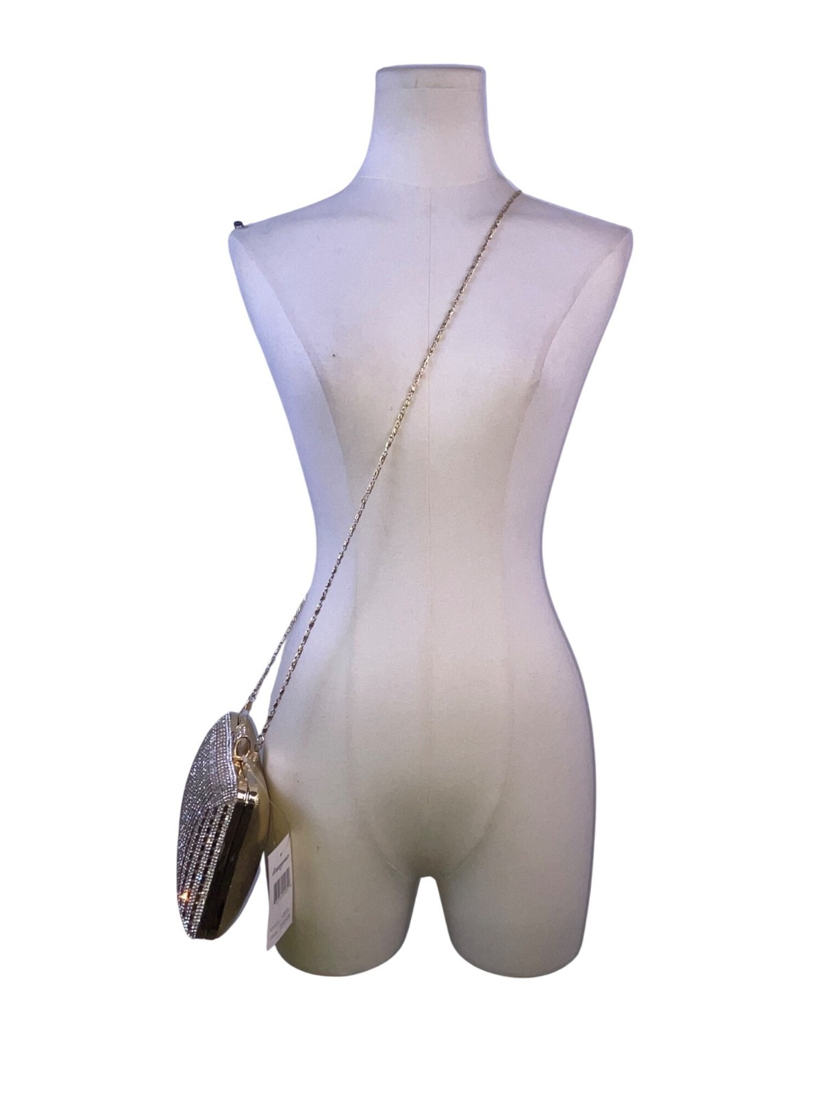 DMargeaux Women’s Champagne Rhinestone With Chain Strap Evening Chic Box Clutch