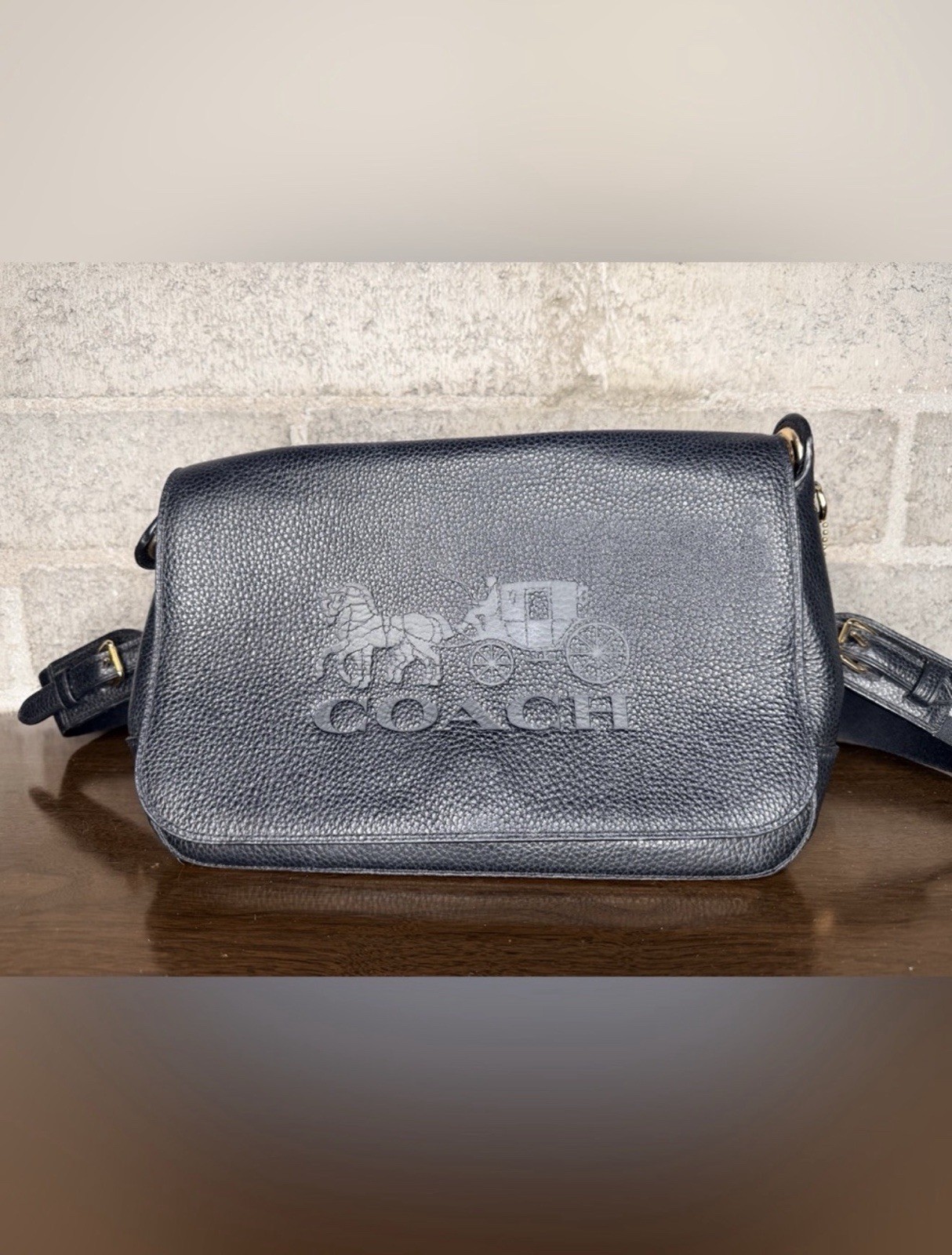 Coach Graham F72703 Black Pebbled Leather Crossbody Messenger Bag