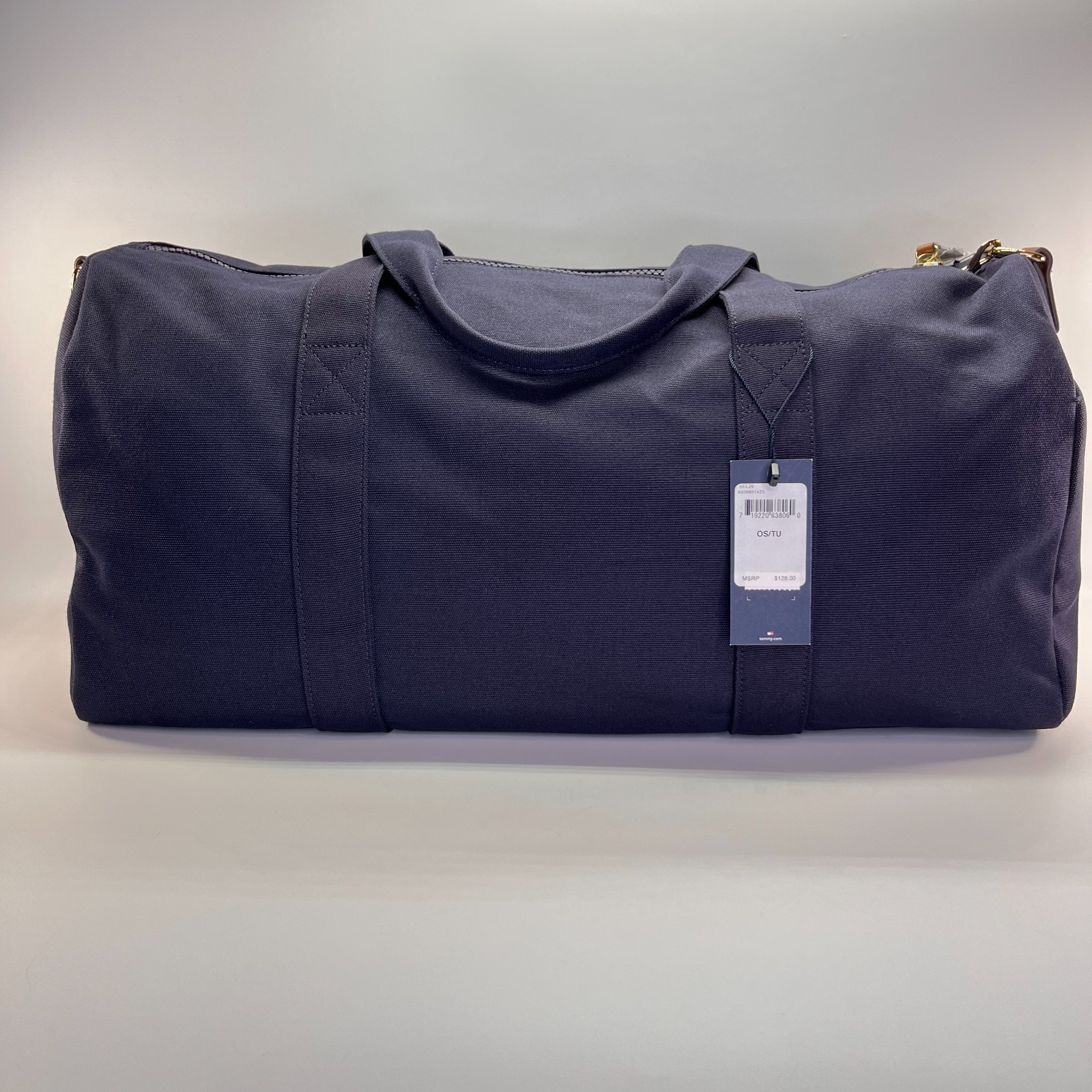 Tommy Hilfiger Duffle Bag Colorblock Navy Red White Canvas Gym Travel Weekender