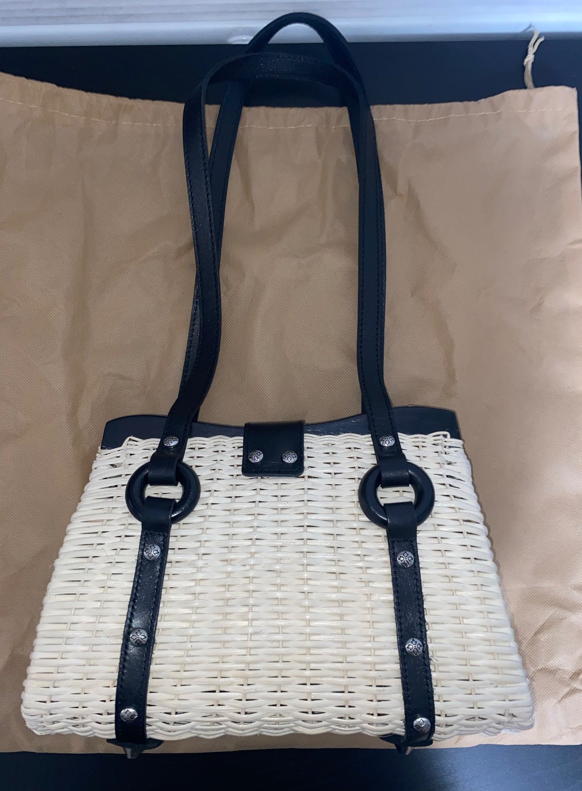 Patricia Nash Marcianise SPRING WICKER Leather Purse basket bag satchel