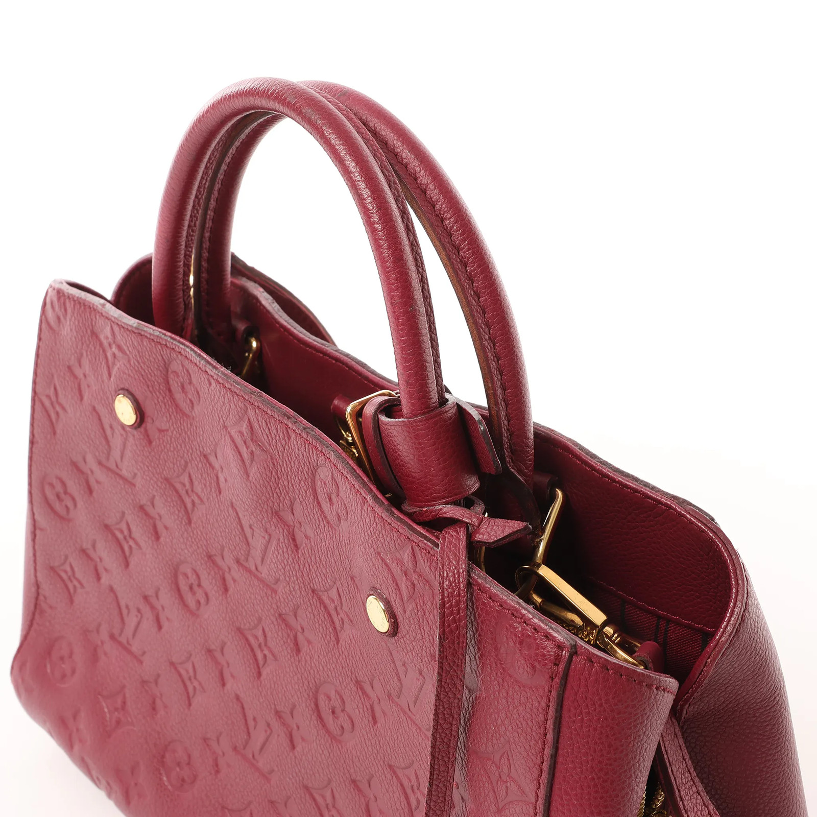 Louis Vuitton Montaigne MM Monogram Empreinte 2Way Handbag in Burgundy M43258