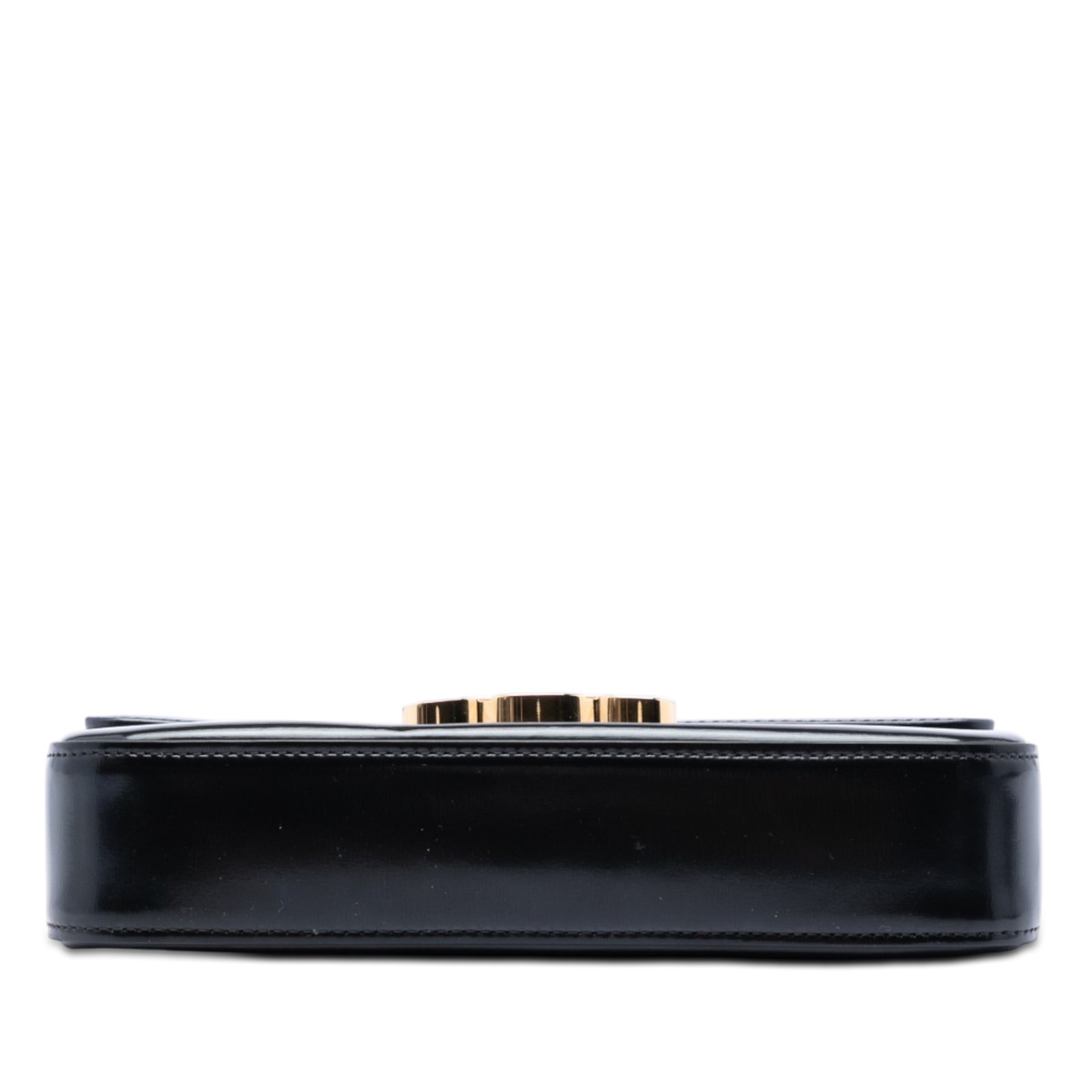Celine Shiny Calfskin Triomphe Claude Shoulder Bag Pre-Loved Black