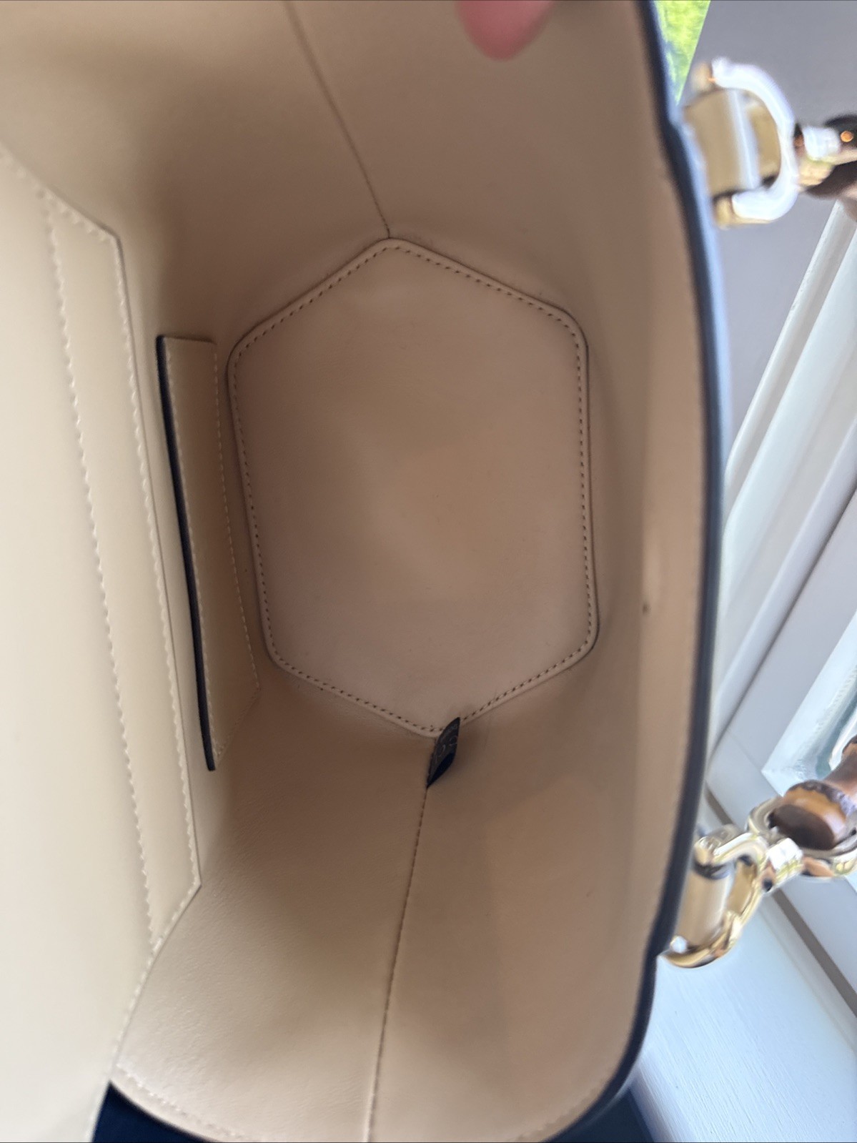 Women’s Purse GUCCI Spice Lux Bamboo Basket Bag Sand Storm NO LONG STRAP