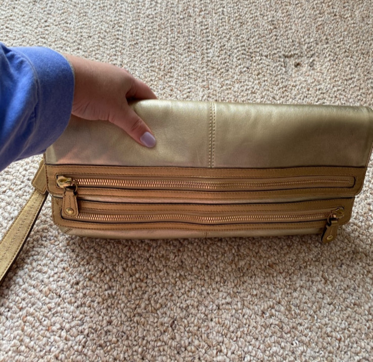 RARE 2008 Coach Madison Metallic Leather Foldover Clutch/Wristlet (Style 42544)