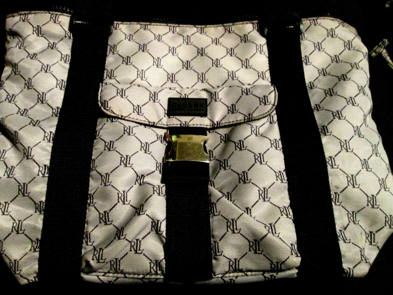 LAUREN RALPH LAUREN Gray Purse Bag Handbag Plaid With Buckle used ONLY One owner
