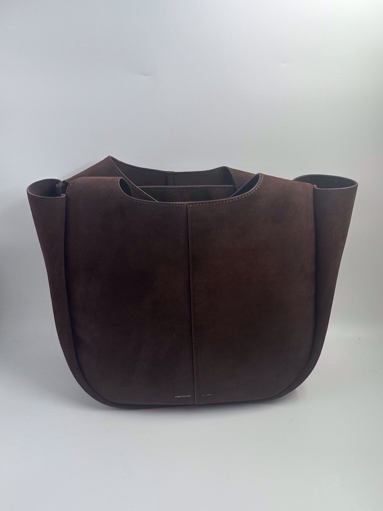 Oroton Emilia Medium Bear Brown Genuine Suede Leather Tote Bag RRP $579 New