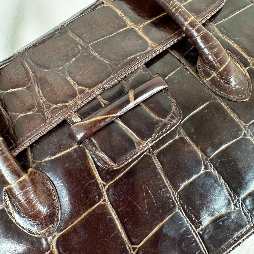 Giorgio Armani Handbag Business Bag Leather in Brown USED Good Condition