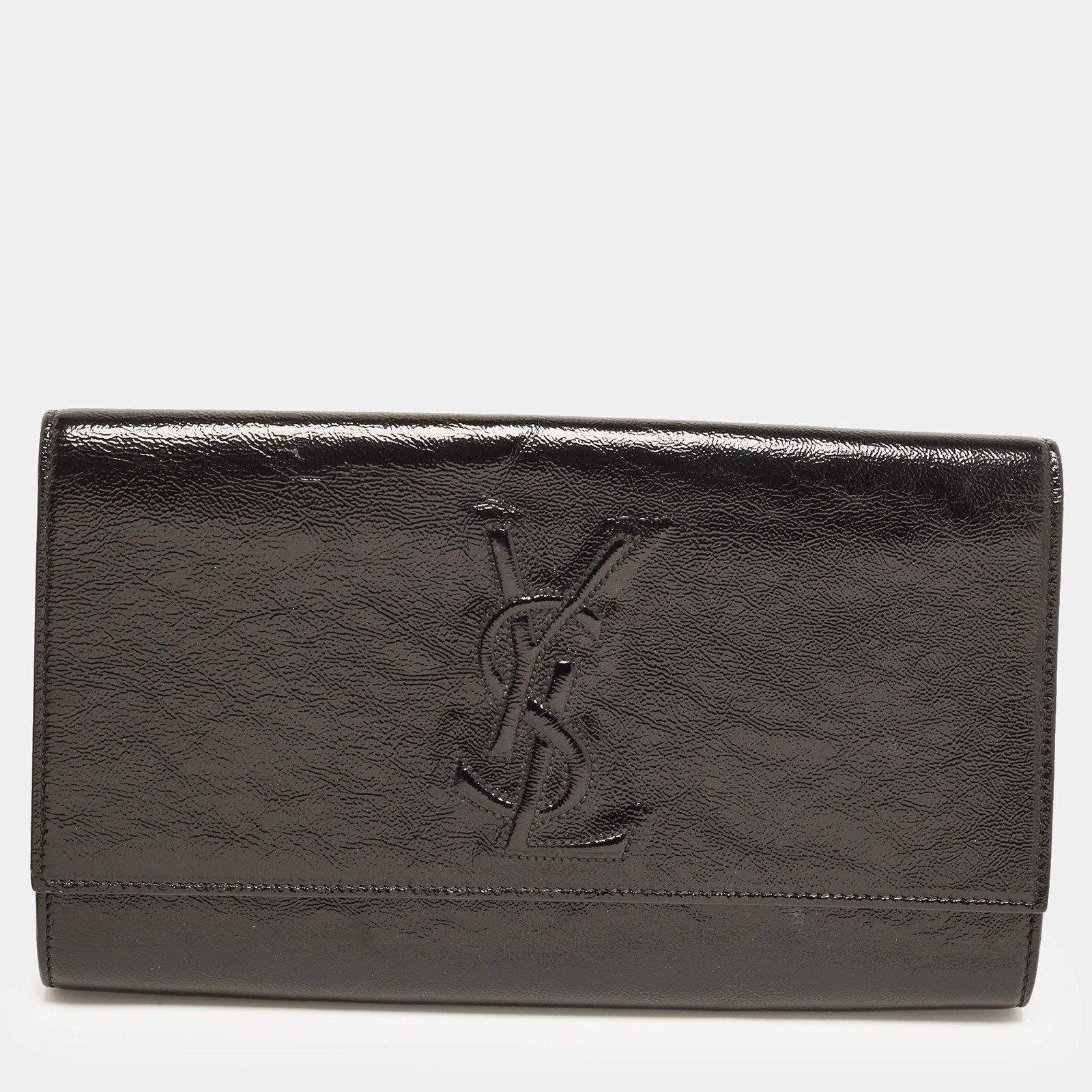Yves Saint Laurent Belle De Jour Flap Black Patent Leather Clutch