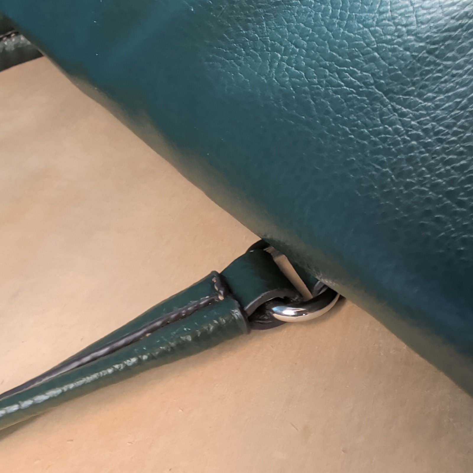 Vintage 90s Medium Leather Handbag Shoulder Bag Popstitch Multi Section green