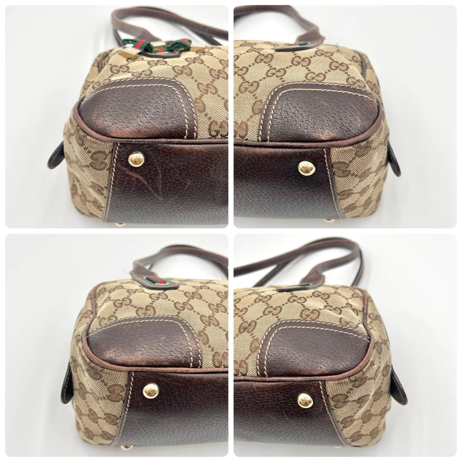 Auth Gucci Princi GG Canvas Tote Bag Mini Boston Bag Brown 161720 2Y7998