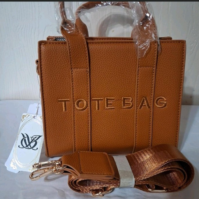 Women’s Brown Small Pebbled Satchel Top Handle Zip Detach Adjust Strap Gold