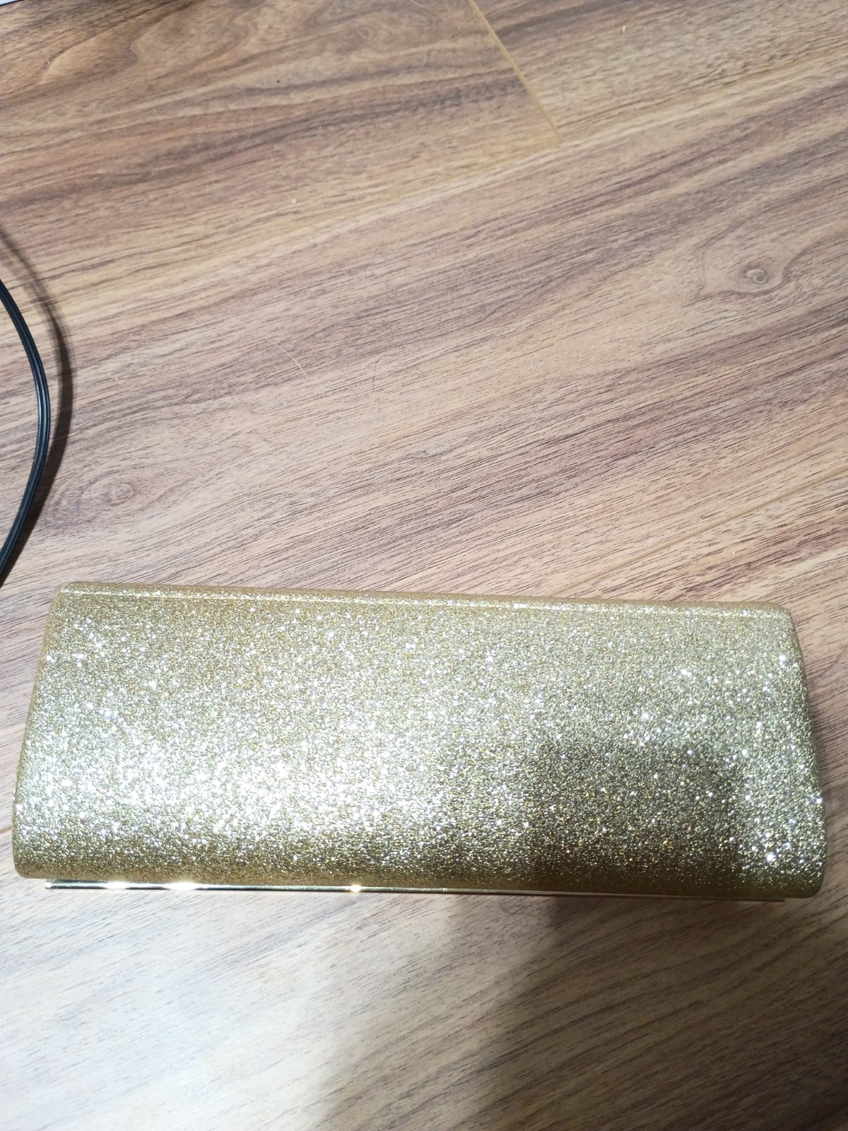 Lulu Townsend Gold Glitter Clutch Bag Carry Bag Evening Purse