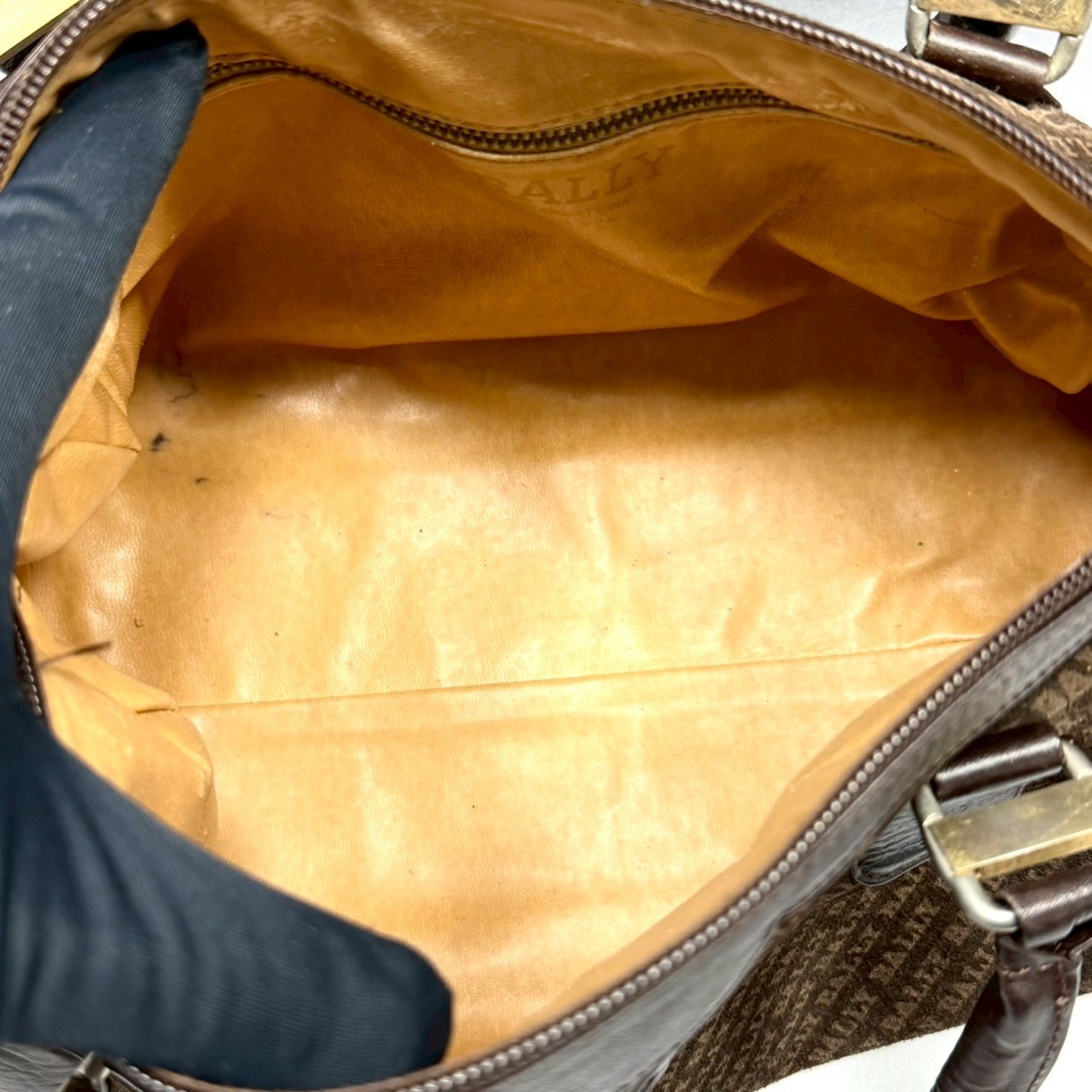Bally Brown Suede Mini Boston Bag Allover Logo Top Handle Y2K Italy Women Bag