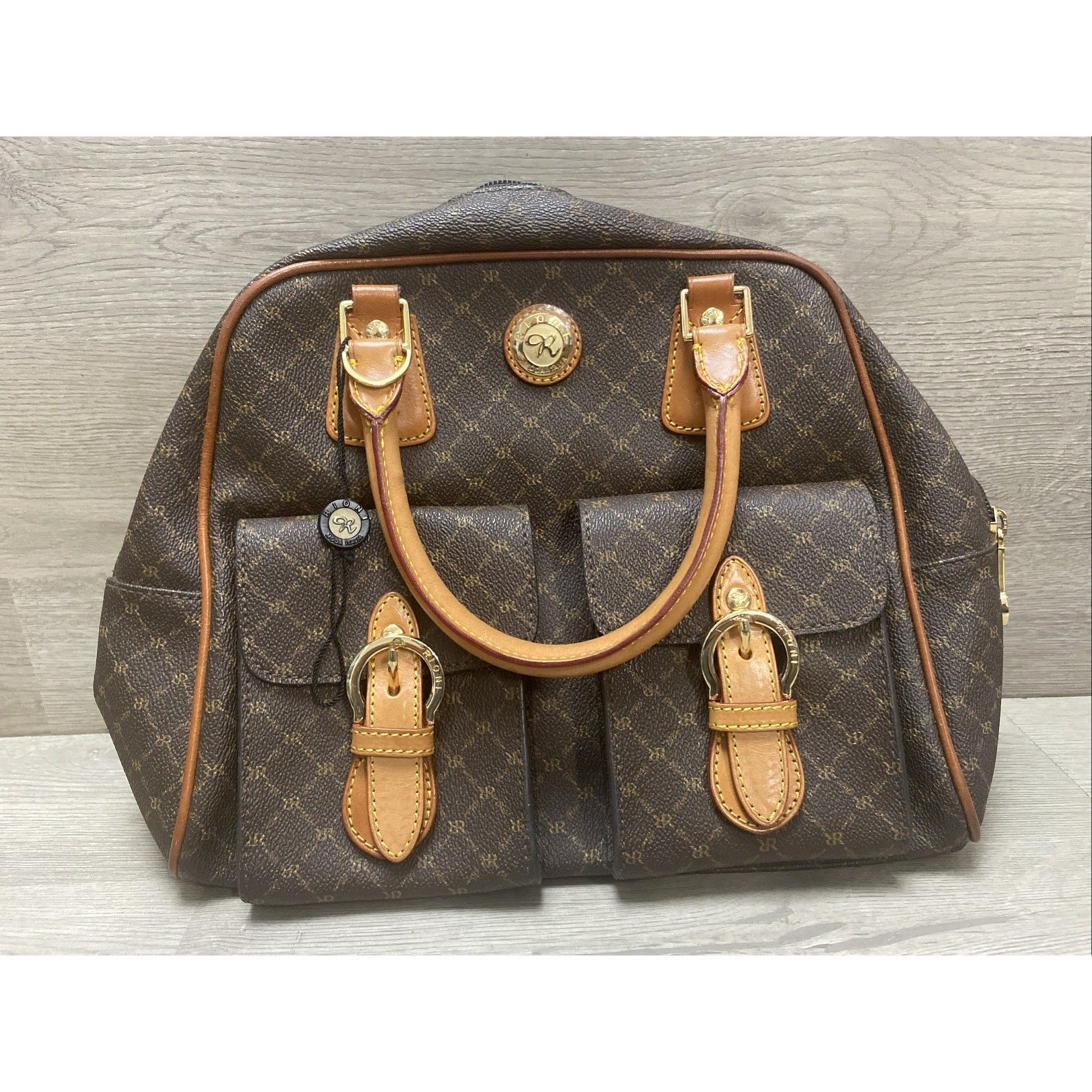 Rioni Signature Brown Collection Satchel / Doctor Bag Style Purse