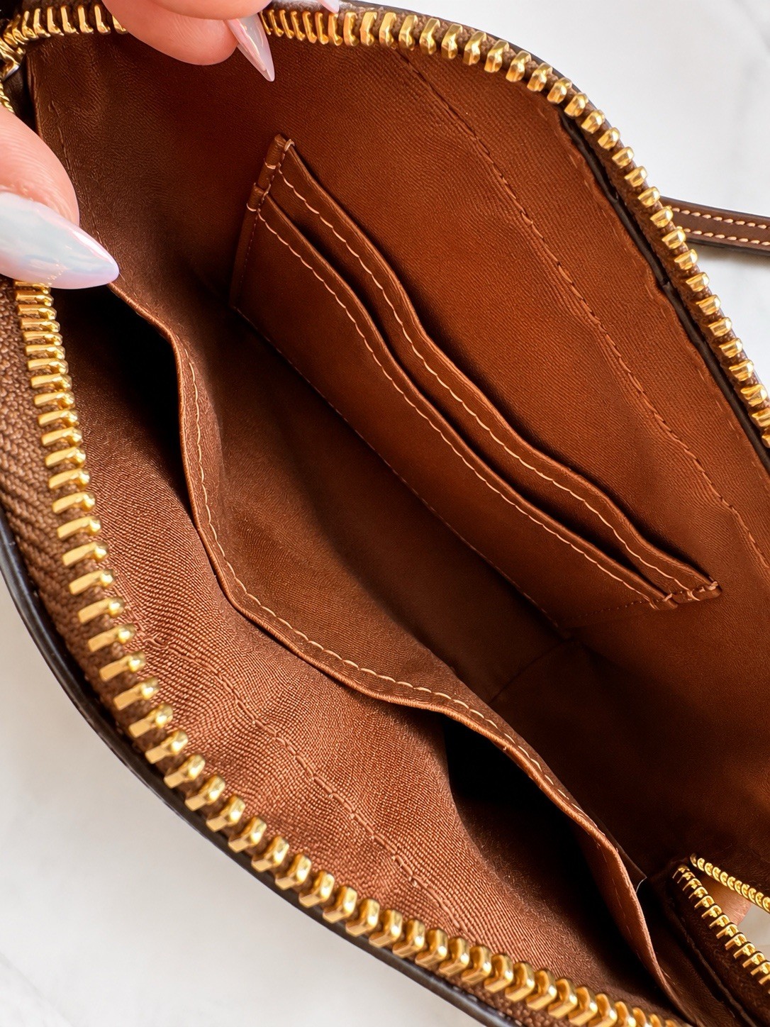 Coach Signature Brown Canvas Mini Crossbody Camera Bag