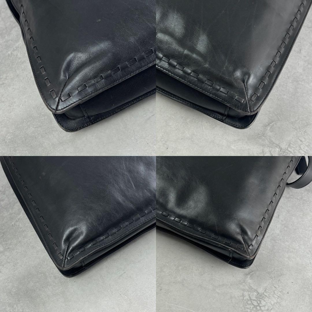 COACH Leather Shoulder Bag Black 14.2 x 12.6 x 2.4 inches Used