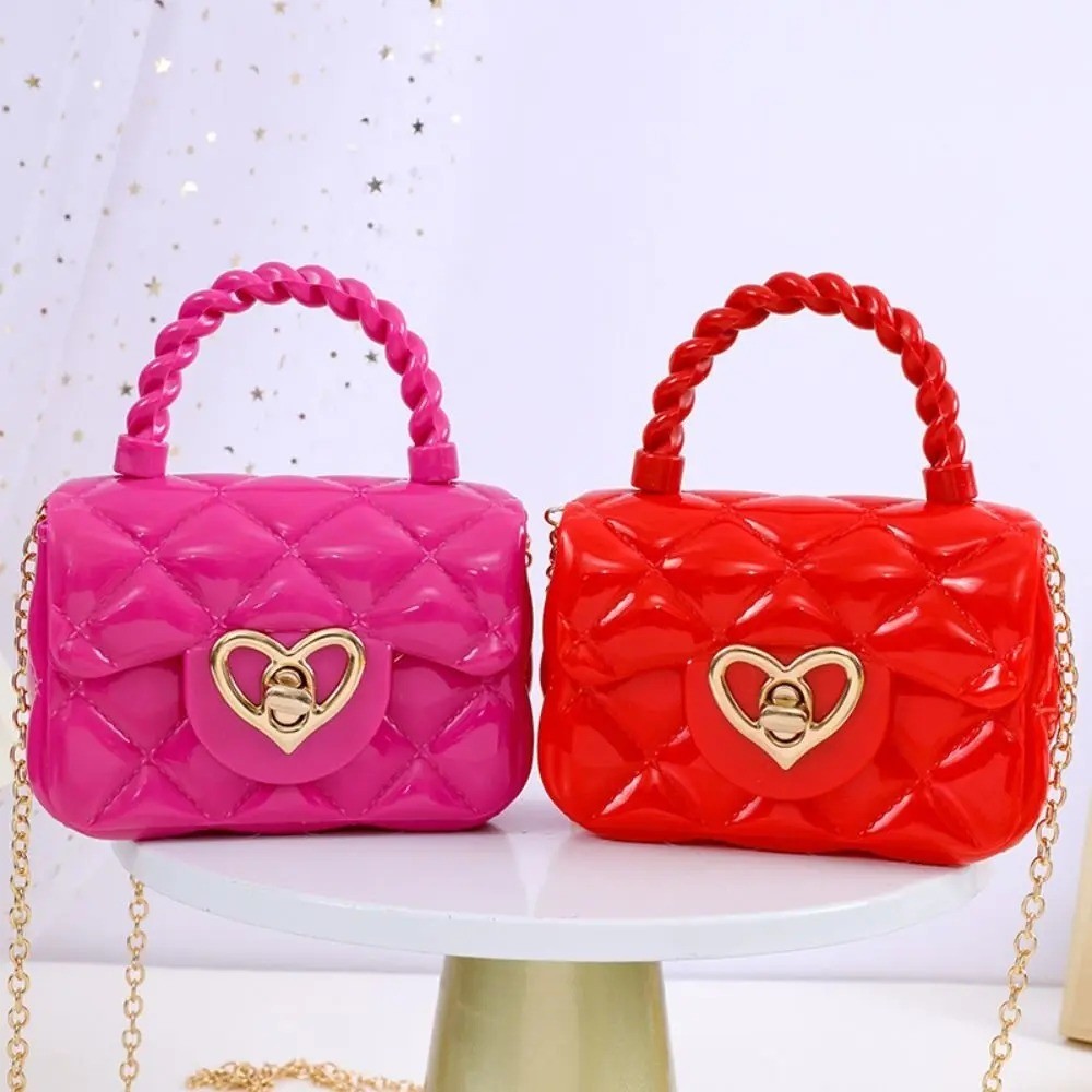 PU Leather Mini Quilted Shoulder Bag Heart Lock Chain Crossbody for women Girls