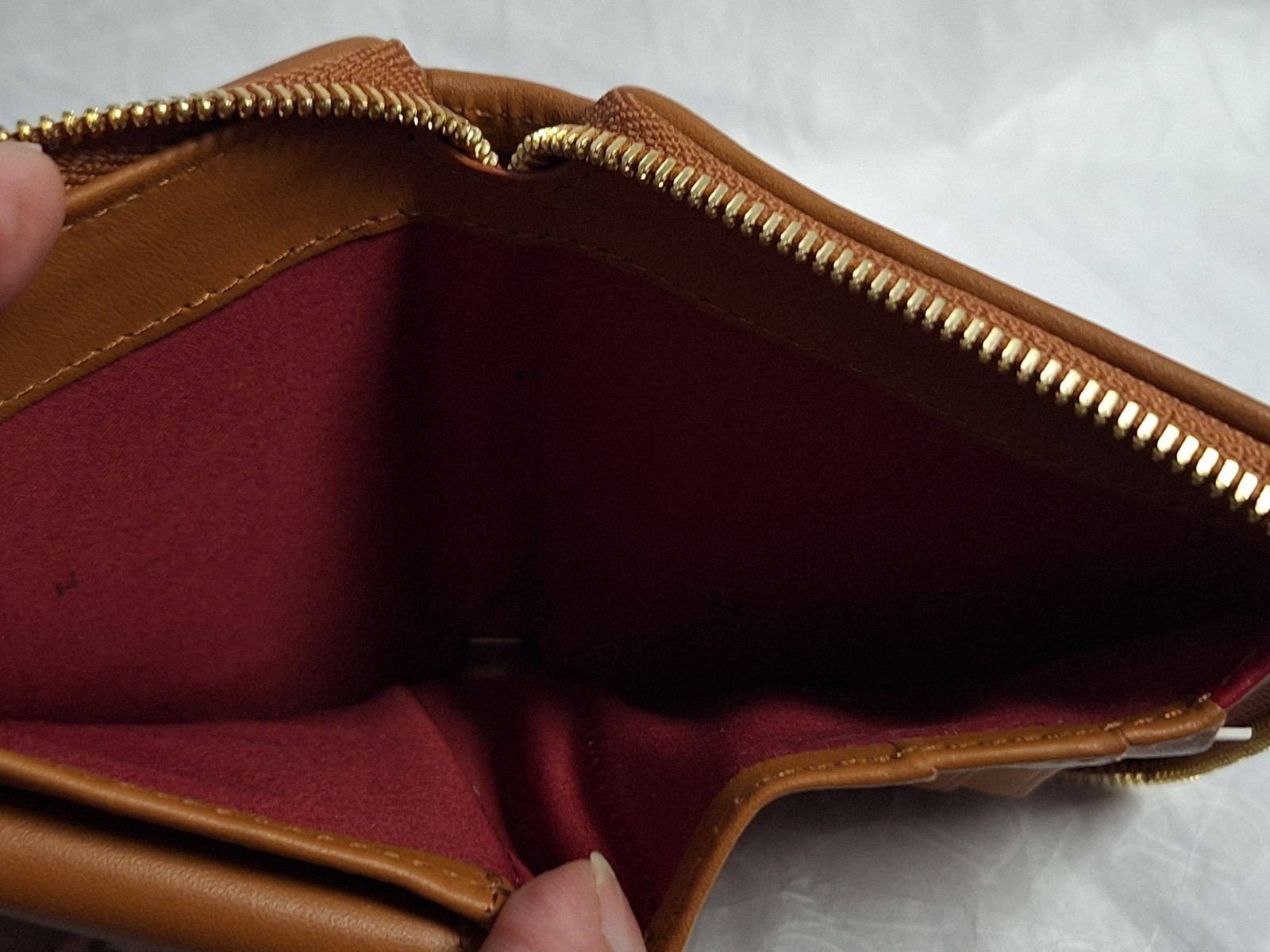 Hammitt Mosaic Denim and Tan Leather North Gold Studded Wallet