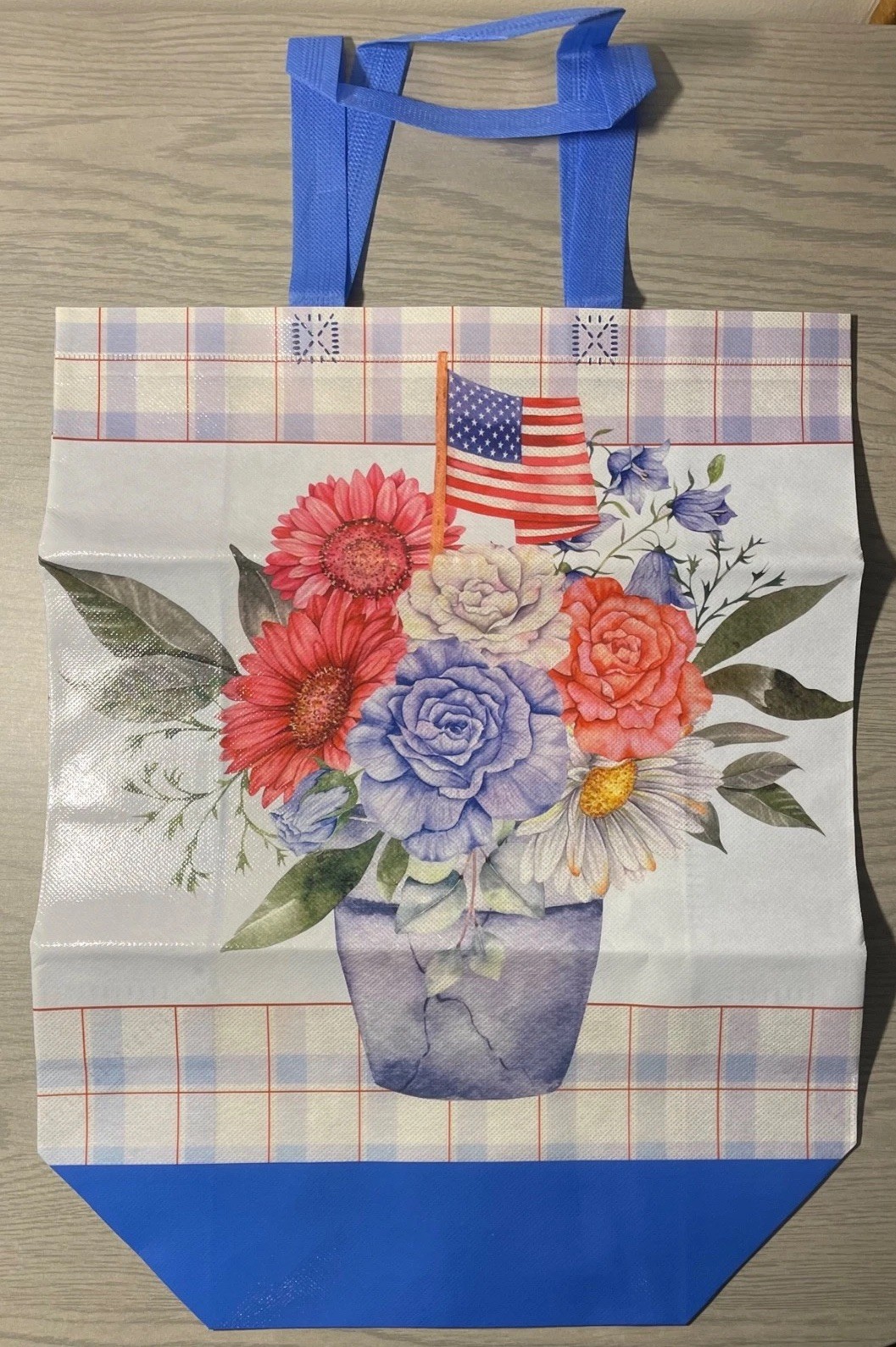 3 Reusable Tote Bags • Unbranded • American Flag • Patriotic • Flowers