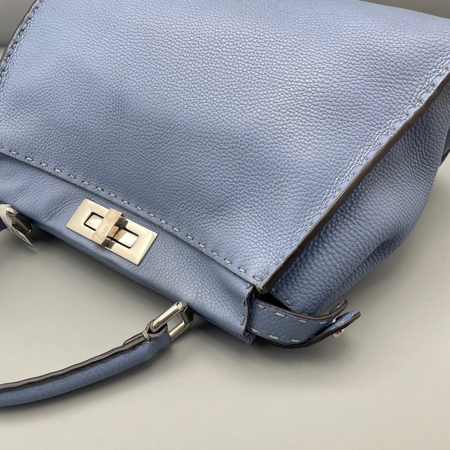 Auth Fendi Peekaboo Medium Light Blue Crossbody Bag/Shoulder Bag