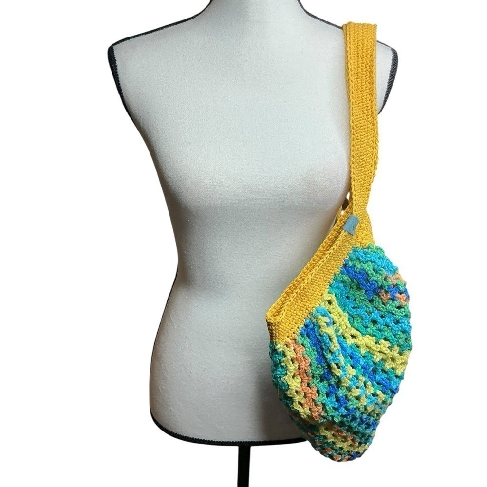 Large Crochet Mesh Market Bag Cotton and Acrylic Handcrafted Handmade Reusable