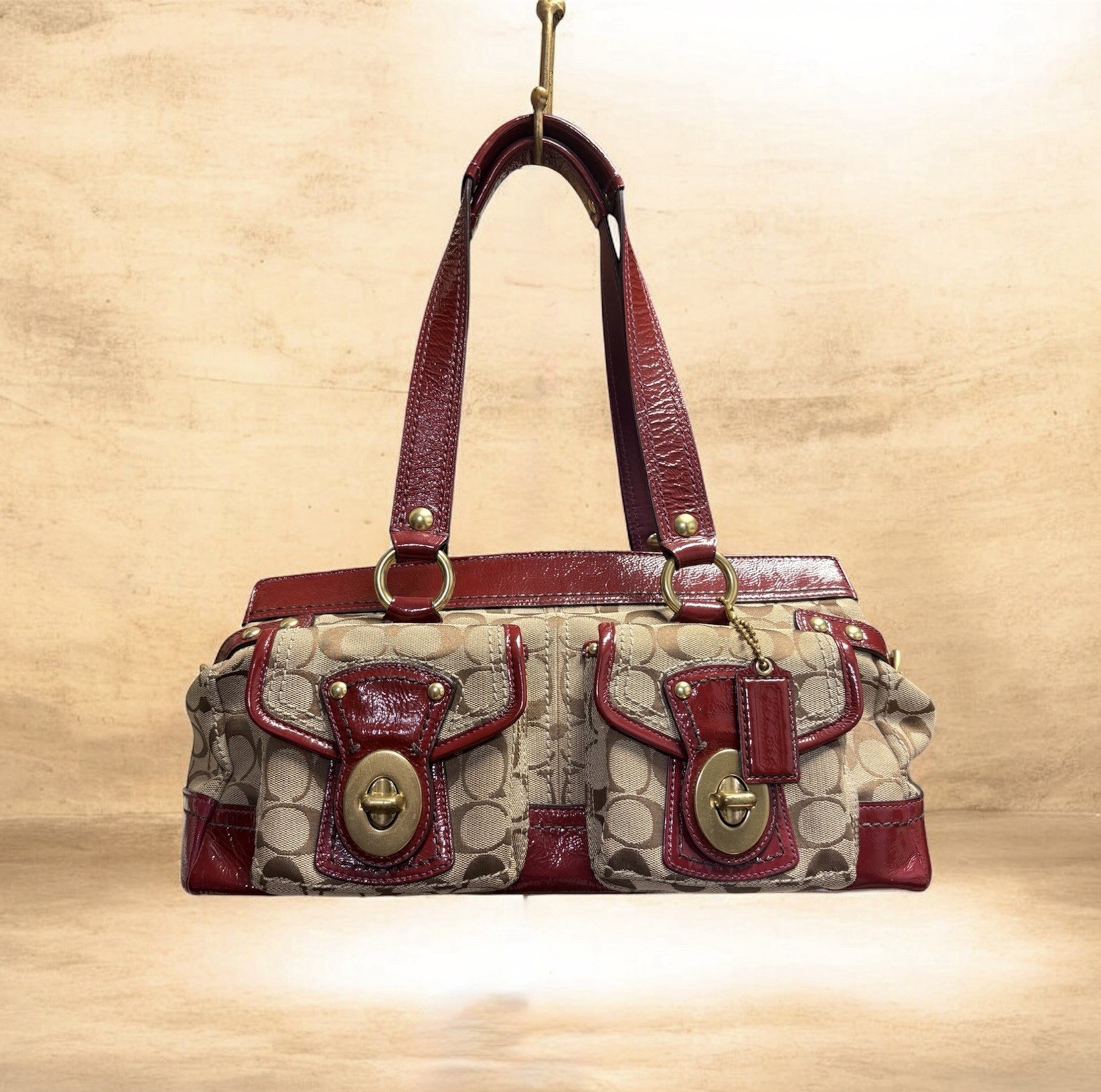 Coach Legacy Signature Patent Leather Shoulder Bag Y2K