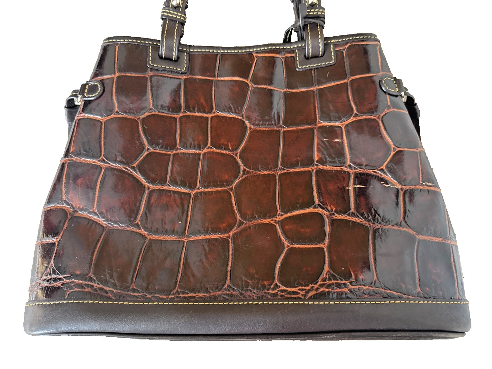 Vintage Dooney & Bourke Crocodile Embossed Burgundy Shoulder Strap + Accessories