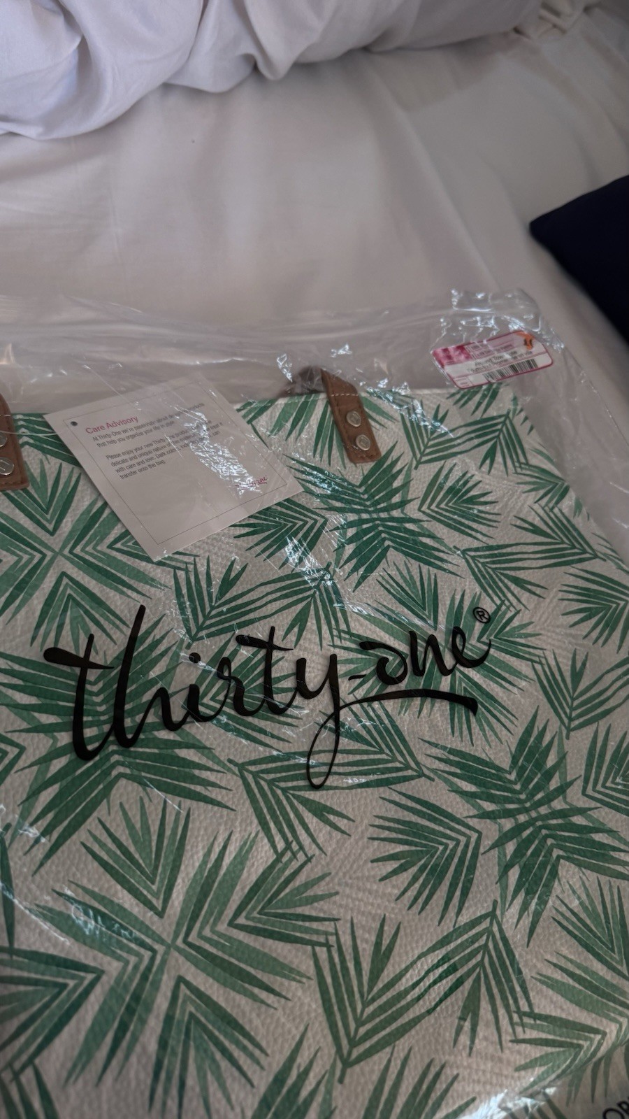 Vtg Thirty-One Around Town Tote Deco Palm Pebble NWT Beach Bag Palm Trees